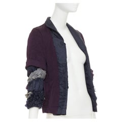 COMME DES GARCONS 1999 Vintage fabric ruffle sleeve collared nylon crop jacket