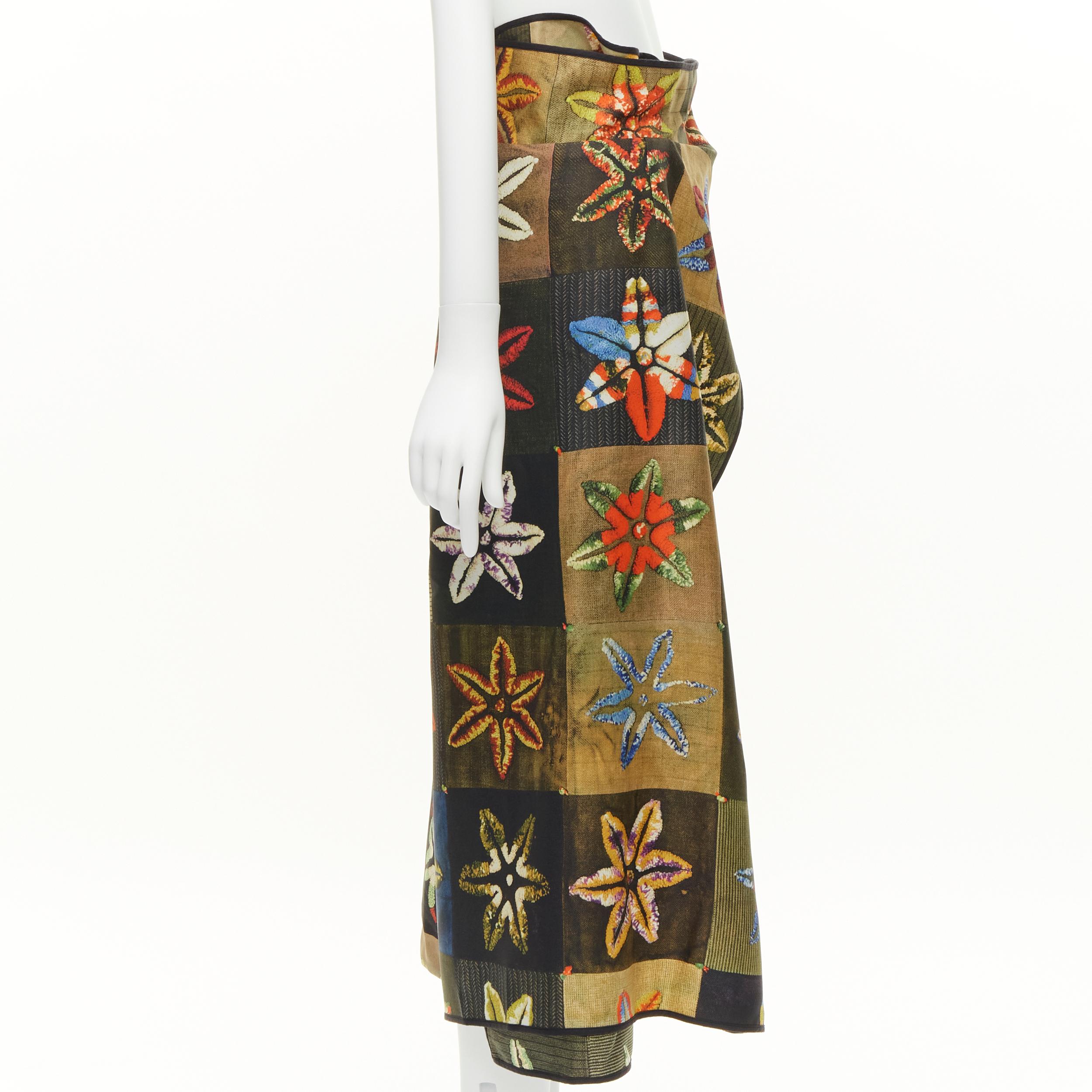 Women's COMME DES GARCONS 1999 Vintage Runway orange  floral print wrap front pants  For Sale
