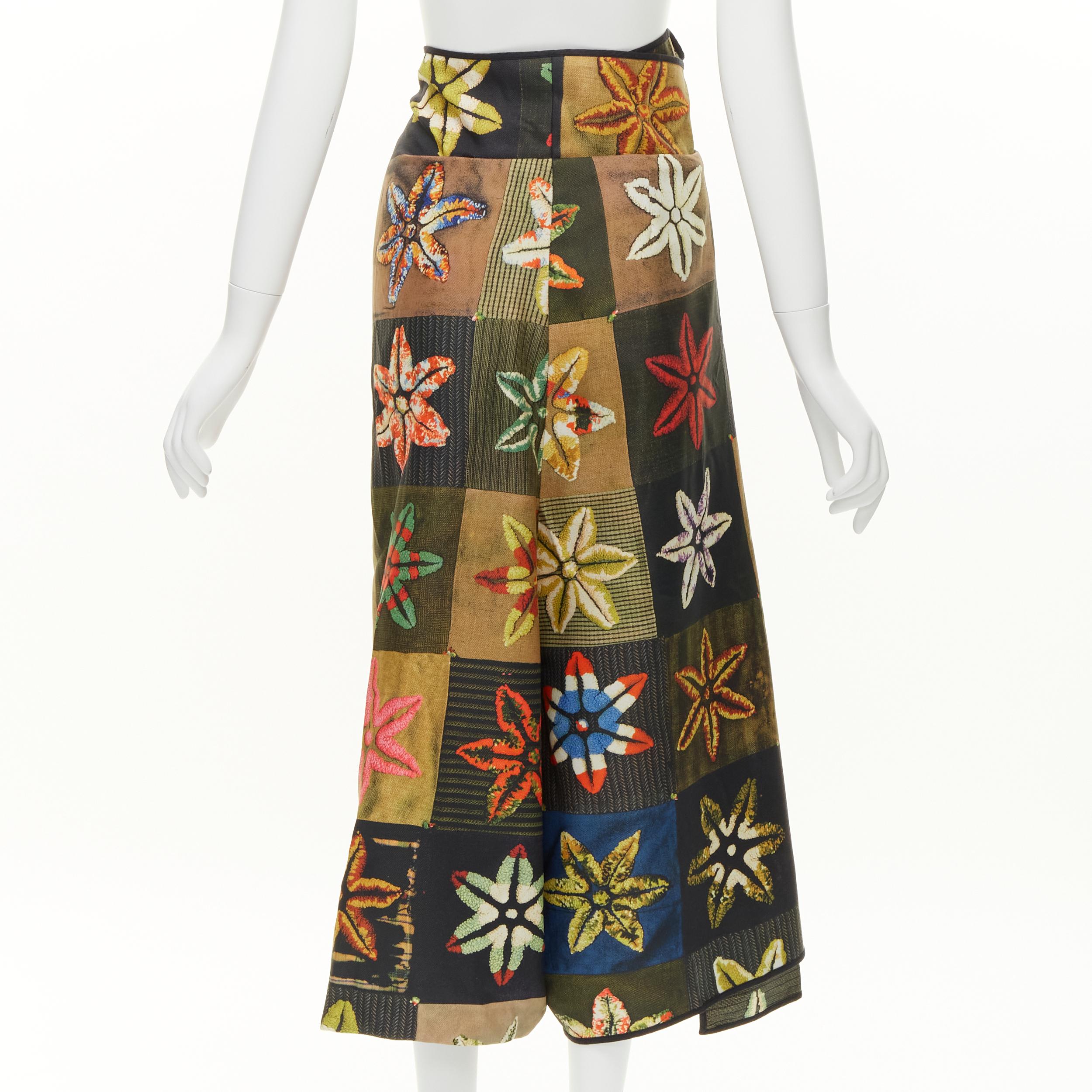 COMME DES GARCONS 1999 Vintage Runway orange  floral print wrap front pants  For Sale 1