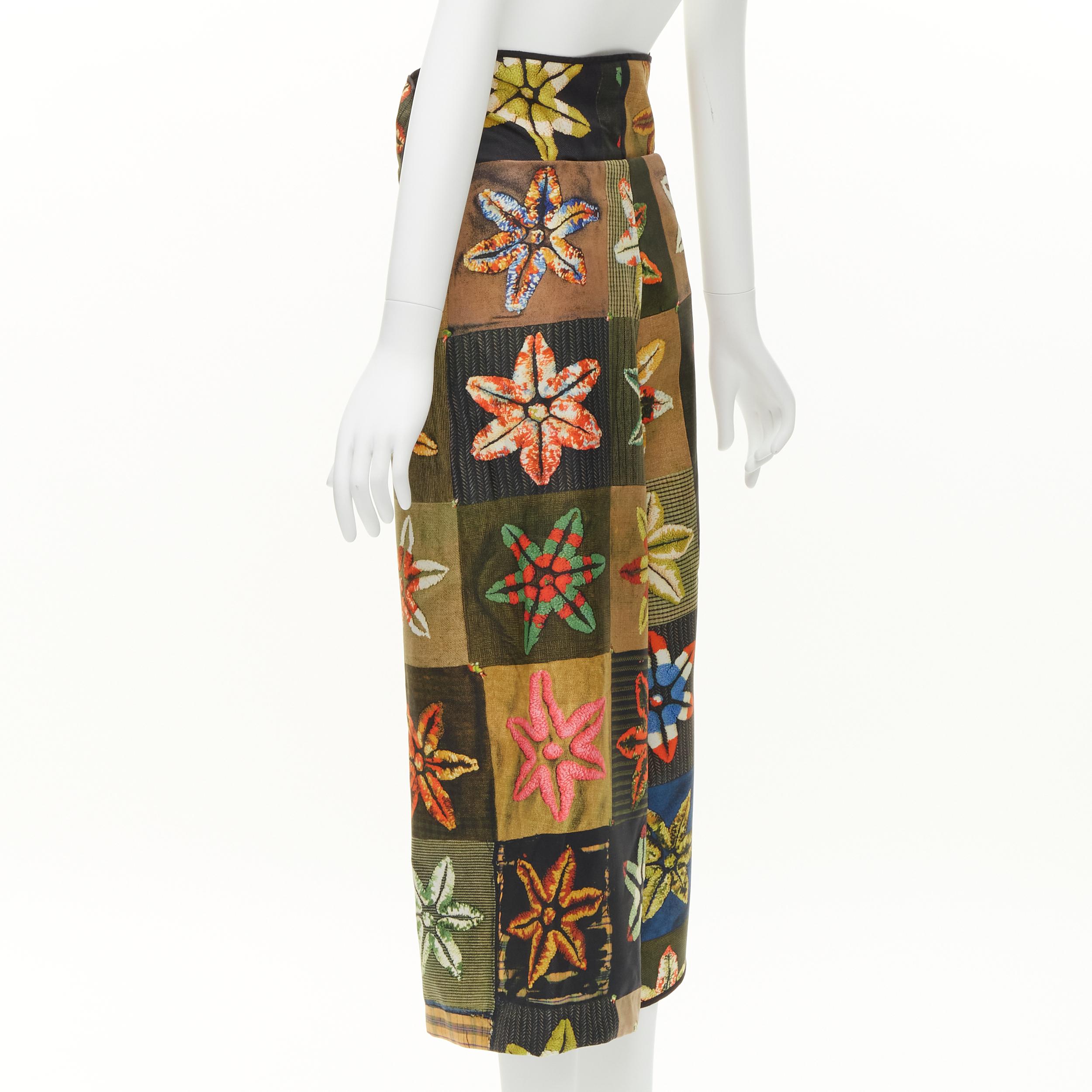 COMME DES GARCONS 1999 Vintage Runway orange  floral print wrap front pants  For Sale 2