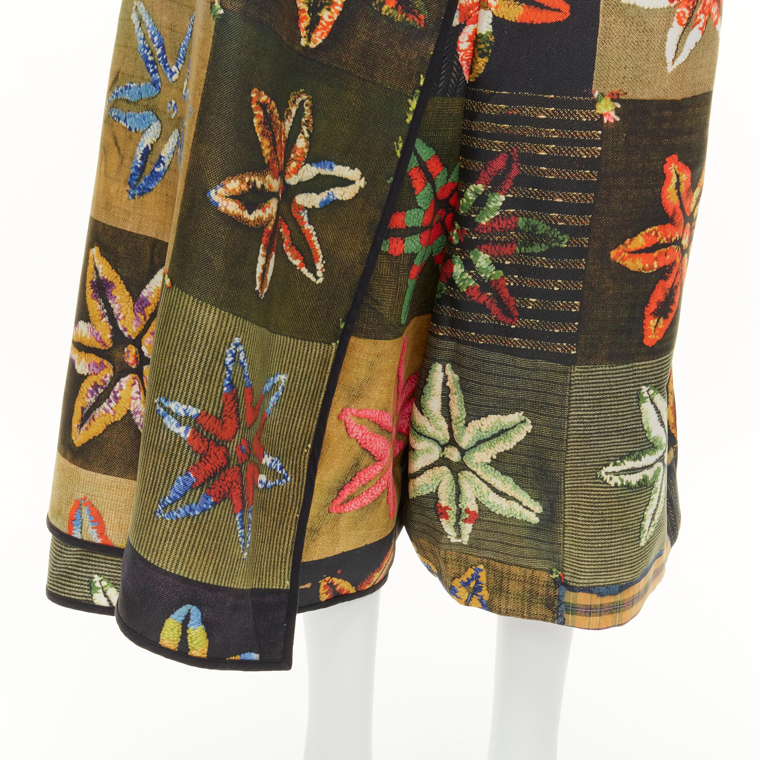 COMME DES GARCONS 1999 Vintage Runway orange  floral print wrap front pants  For Sale 3