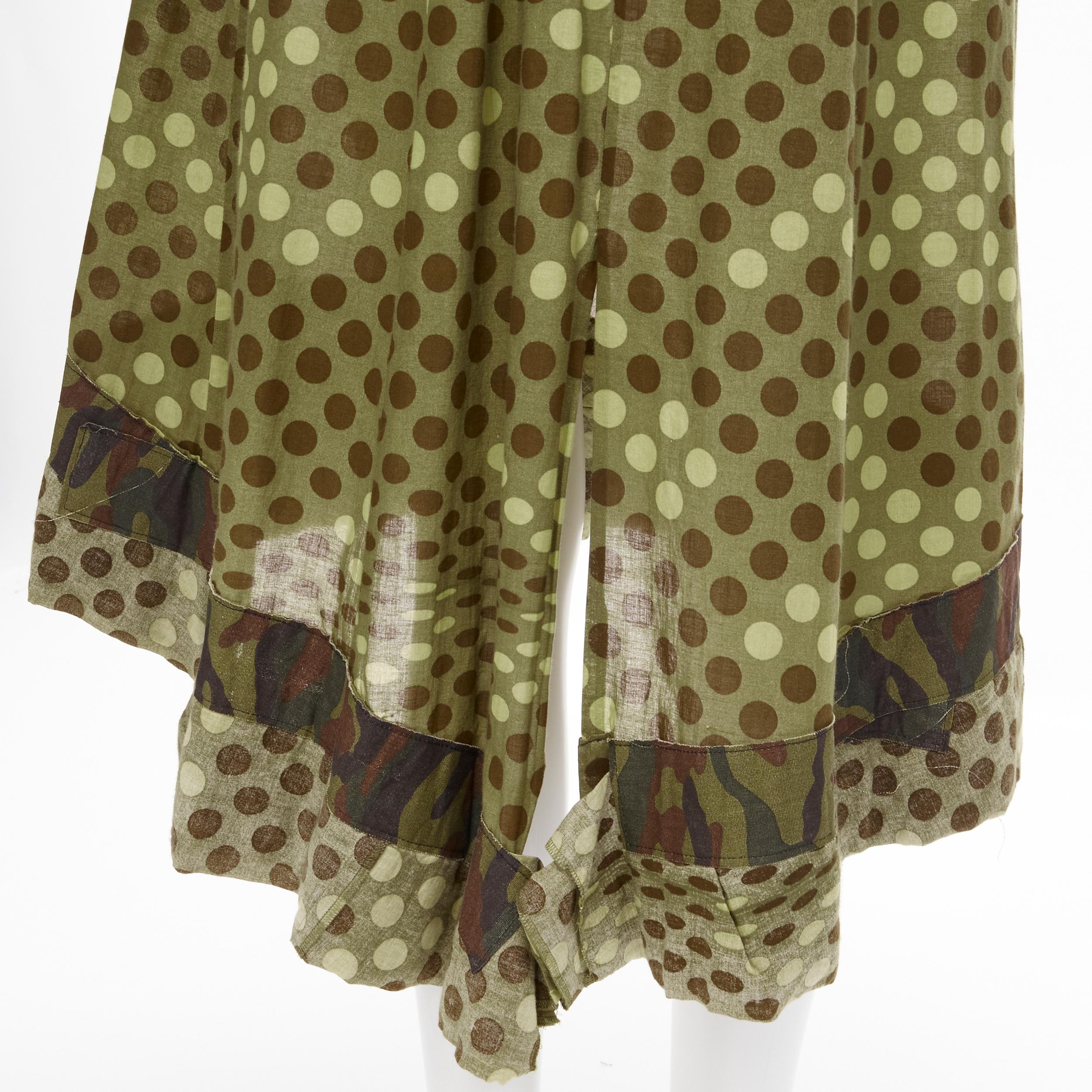 COMME DES GARCONS 2000 green polka dot cotton camouflage hem midi dress M For Sale 2