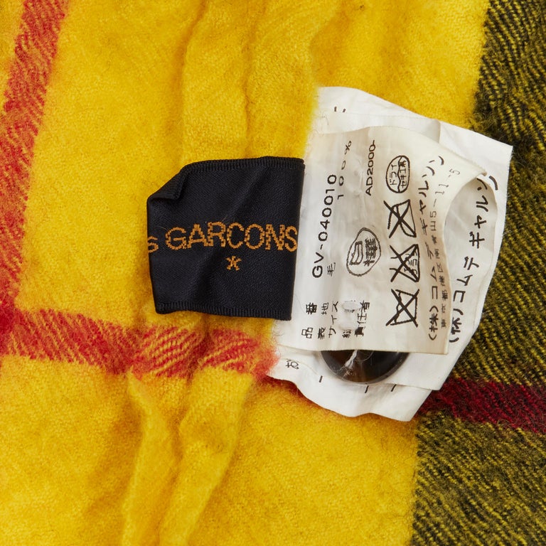 COMME DES GARCONS 2000 Punk yellow plaid raw ruffle silver chain backless  vest S at 1stDibs