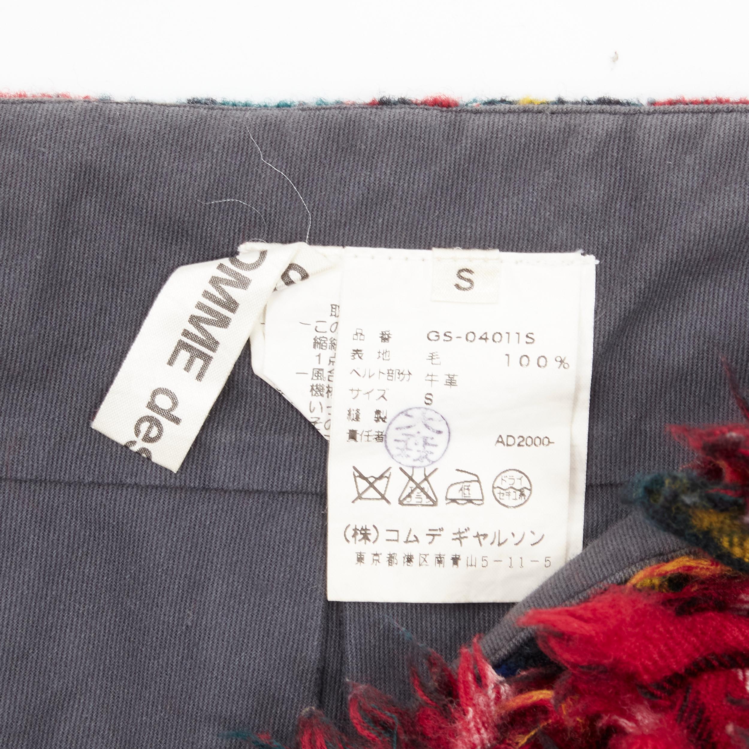 COMME DES GARCONS 2000 red plaid tartan check ruffle draped wrap skirt kilt S 5