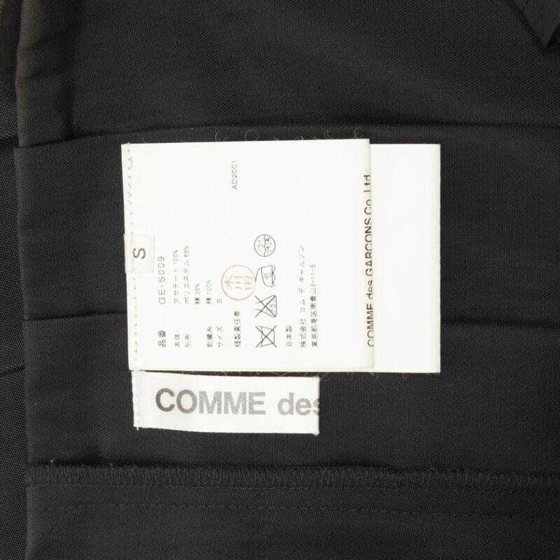 COMME DES GARCONS 2001 black floral embroidery anglais shirred pleated skirt S 5