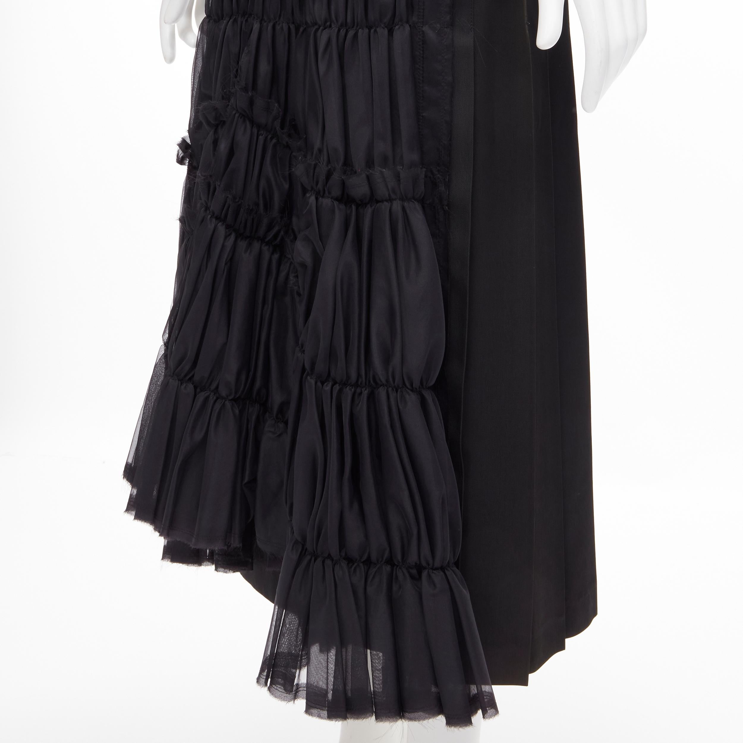 COMME DES GARCONS 2001 black floral embroidery anglais shirred pleated skirt S 2