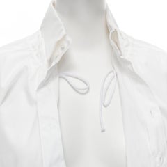 COMME DES GARCONS 2001 drawstring ruched collar wide cuff white cotton shirt S