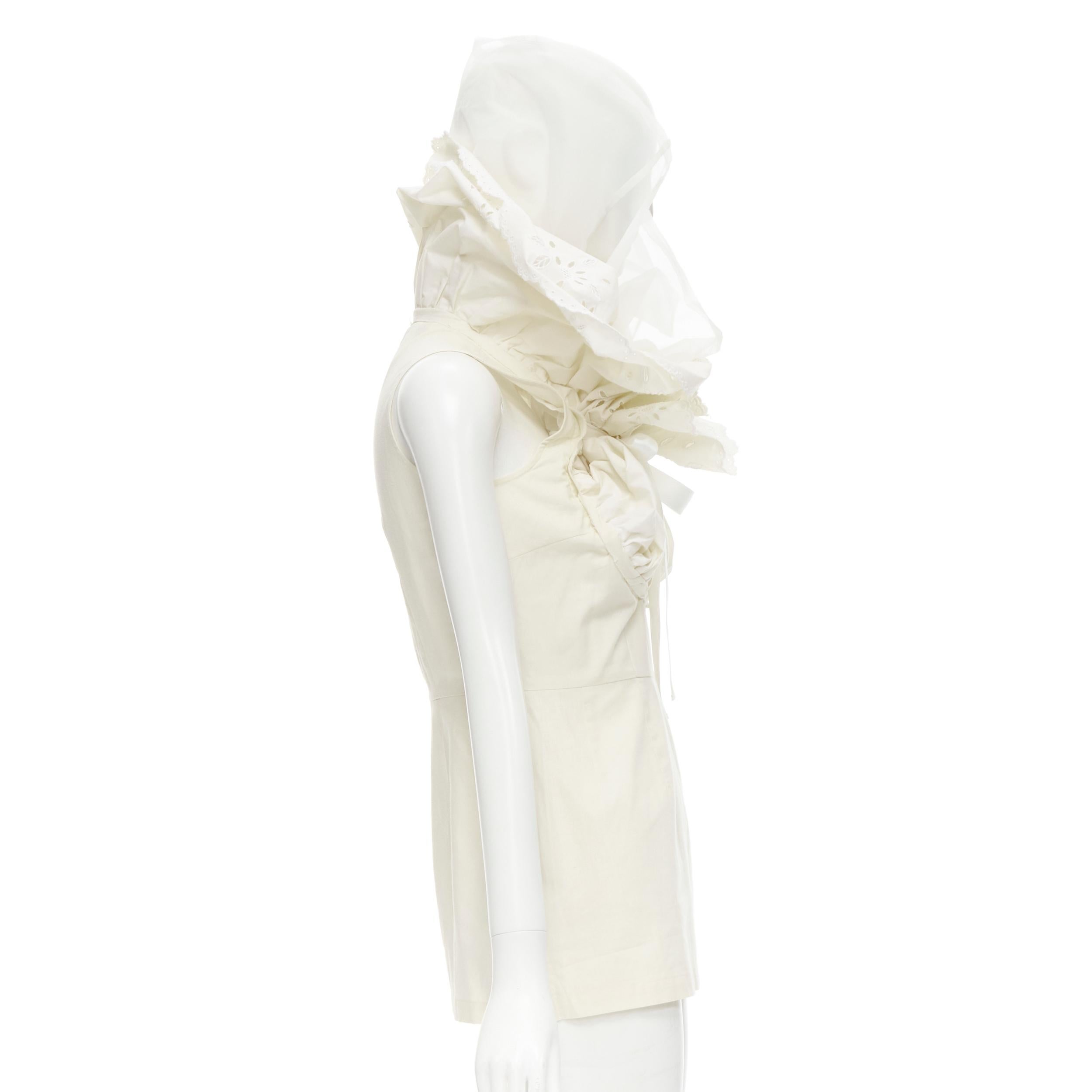 COMME DES GARCONS 2001 Vintage Runway white embroidery anglais Victorian top S In Excellent Condition In Hong Kong, NT