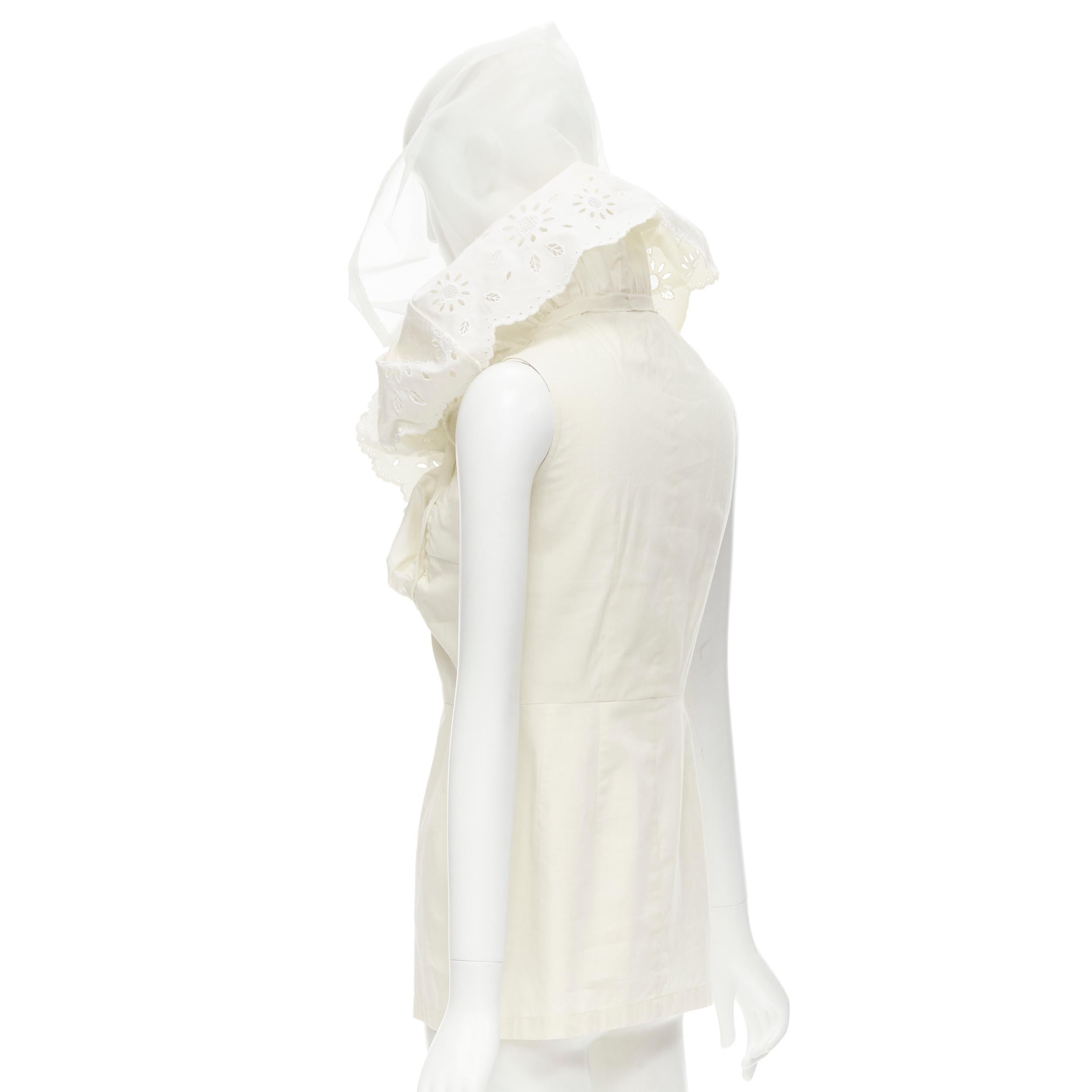 COMME DES GARCONS 2001 Vintage Runway white embroidery anglais Victorian top S 1