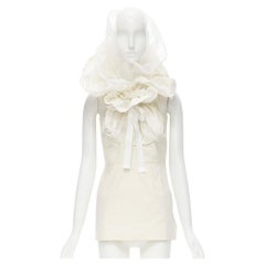 COMME DES GARCONS 2001 Vintage Runway weißes Stickerei anglais viktorianisches Oberteil S
