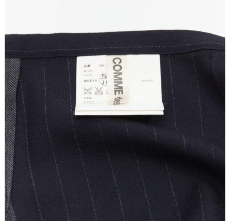 COMME DES GARCONS 2003 100% wool black pinstripe plaid bow wrap kilt skirt 5