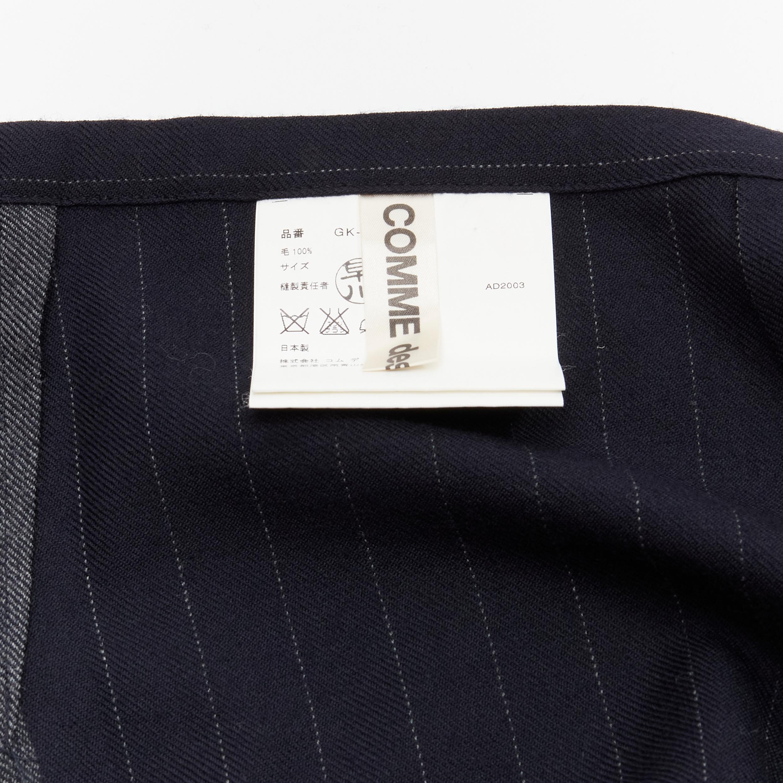 COMME DES GARCONS 2003 100% wool black pinstripe plaid bow wrap kilt skirt For Sale 4