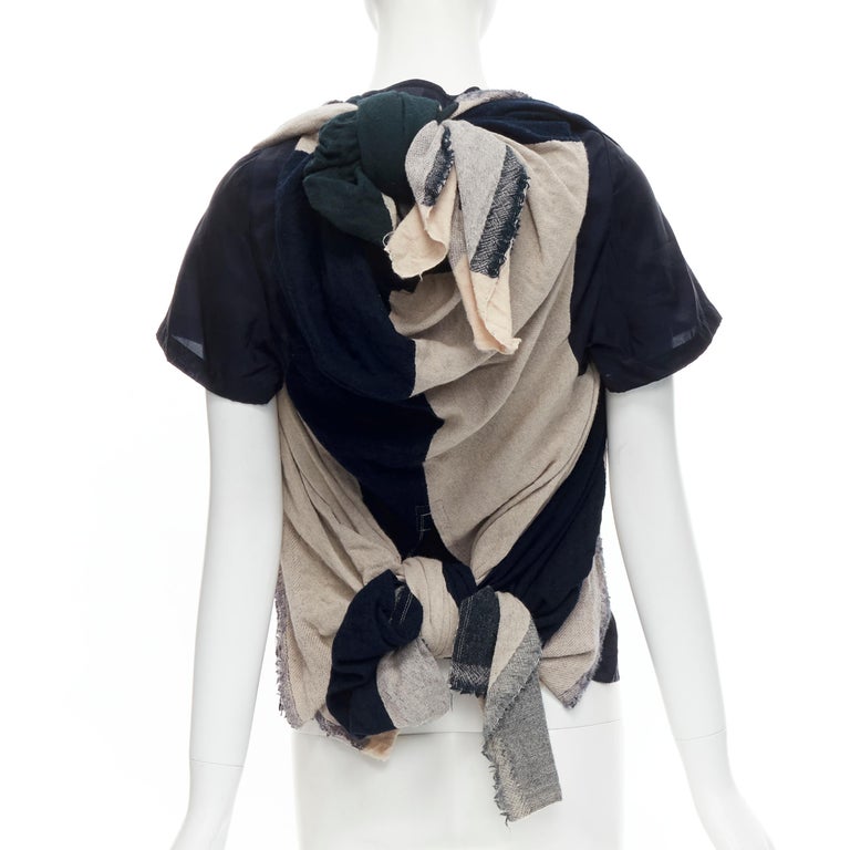 Comme des Garcons 2006 black navy wool layered camisole top cardigan - womens S