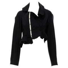 COMME DES GARCONS 2004 black ruffle trim deconstructed cropped jacket S