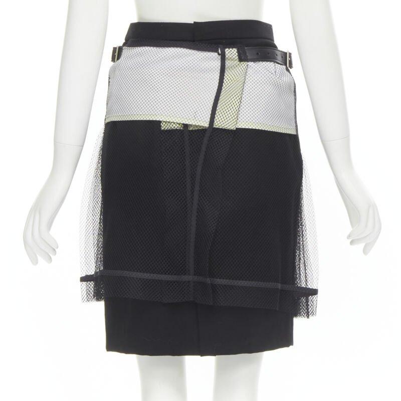 De las mujeres COMME DES GARCONS 2004 negro XL falda de red plisada en capas con hebilla de lazo M en venta