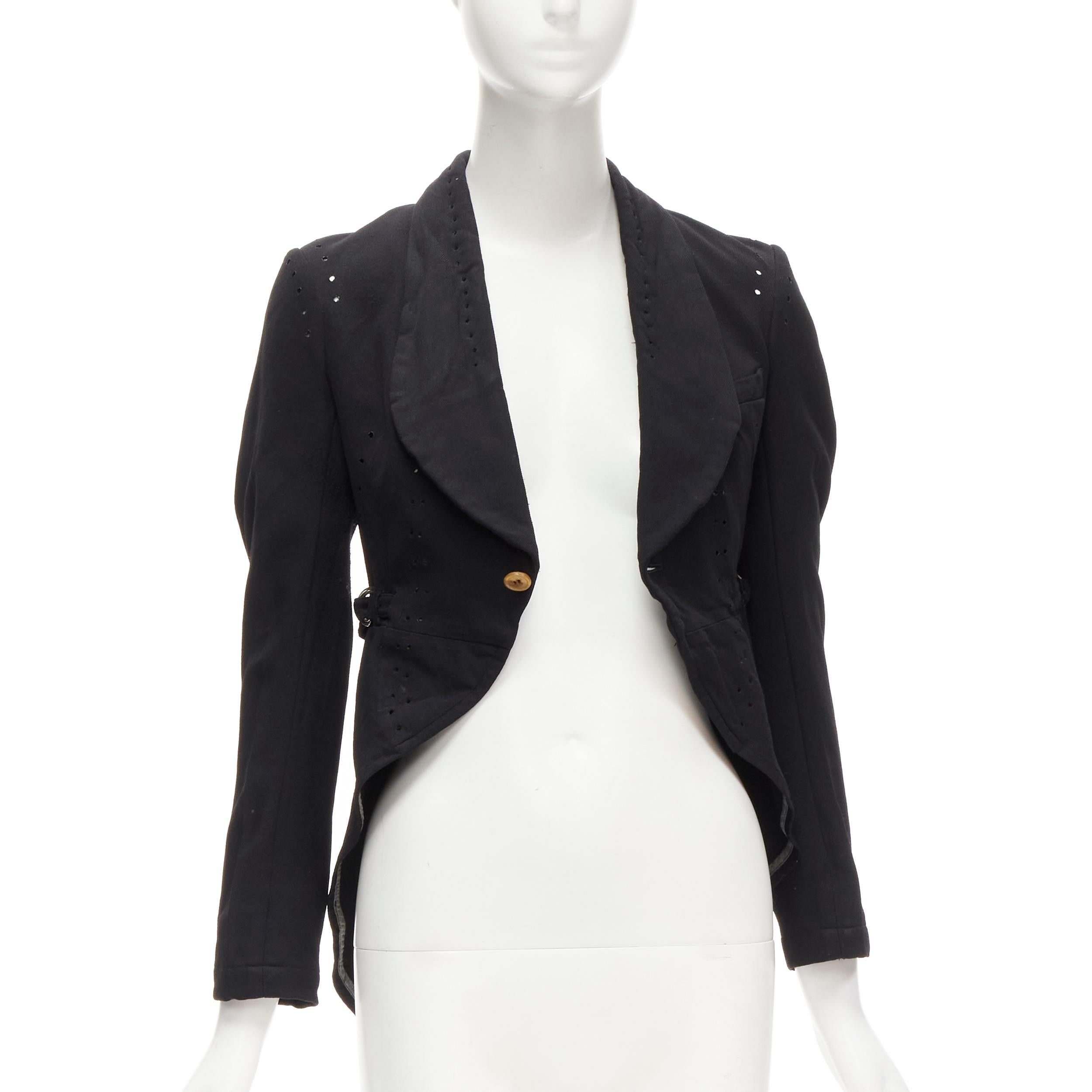 COMME DES GARCONS 2004 Giacca decostruita in pizzo nero con occhielli a 2 vie M in vendita 6