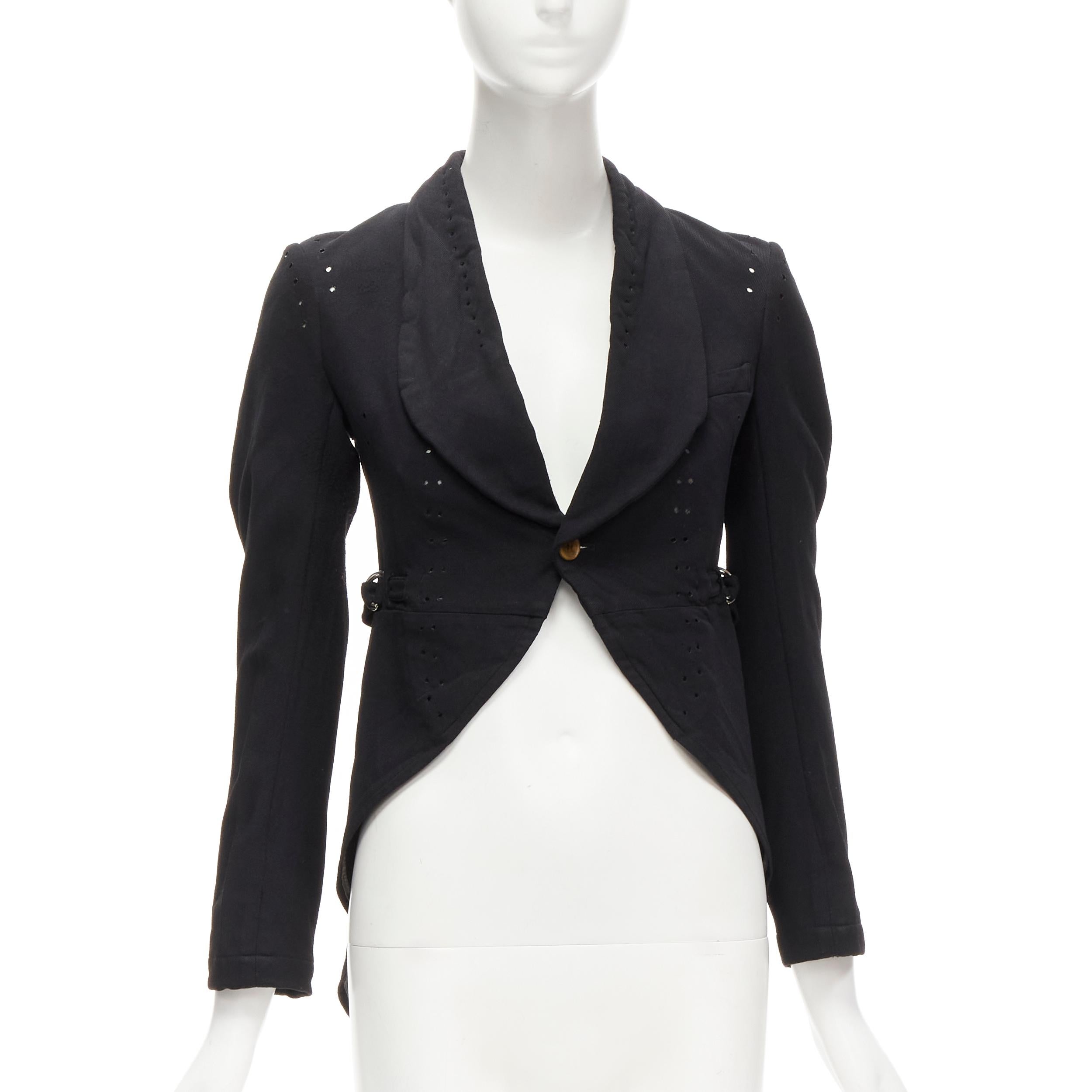 COMME DES GARCONS 2004 Giacca decostruita in pizzo nero con occhielli a 2 vie M in vendita 7