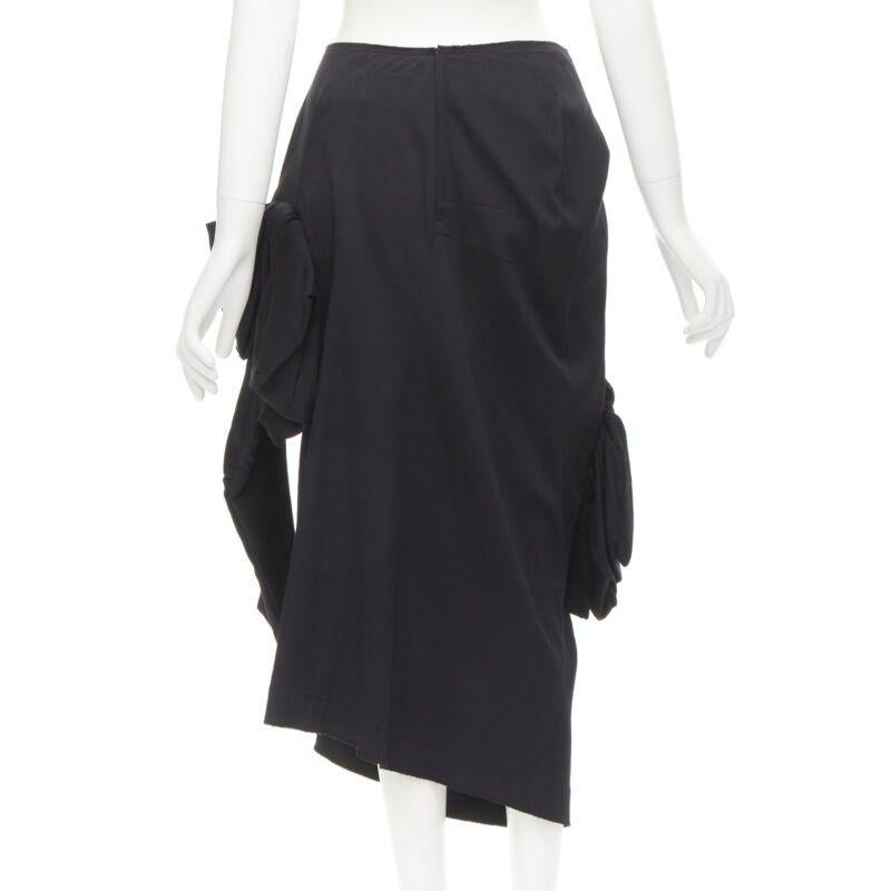 COMME DES GARCONS 2004 Vintage schwarzer Viskose-Rüschenrock mit Blumenmuster und langen Ärmeln S Damen im Angebot