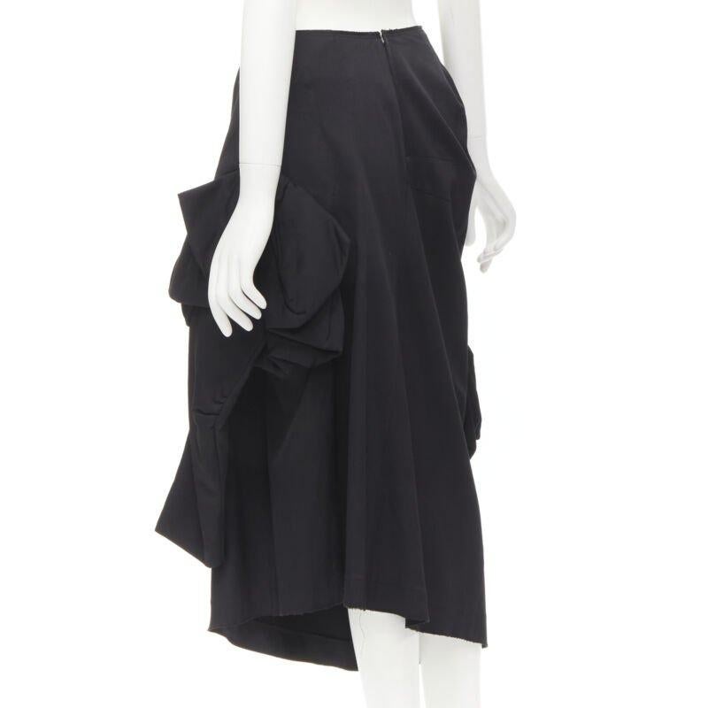 COMME DES GARCONS 2004 Vintage schwarzer Viskose-Rüschenrock mit Blumenmuster und langen Ärmeln S im Angebot 1