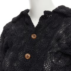 COMME DES GARCONS 2005 black floral crochet lace ruffle tiered hem jacket M