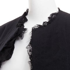 COMME DES GARCONS 2005 black wool lace mousseline open ruffle cropped jacket S