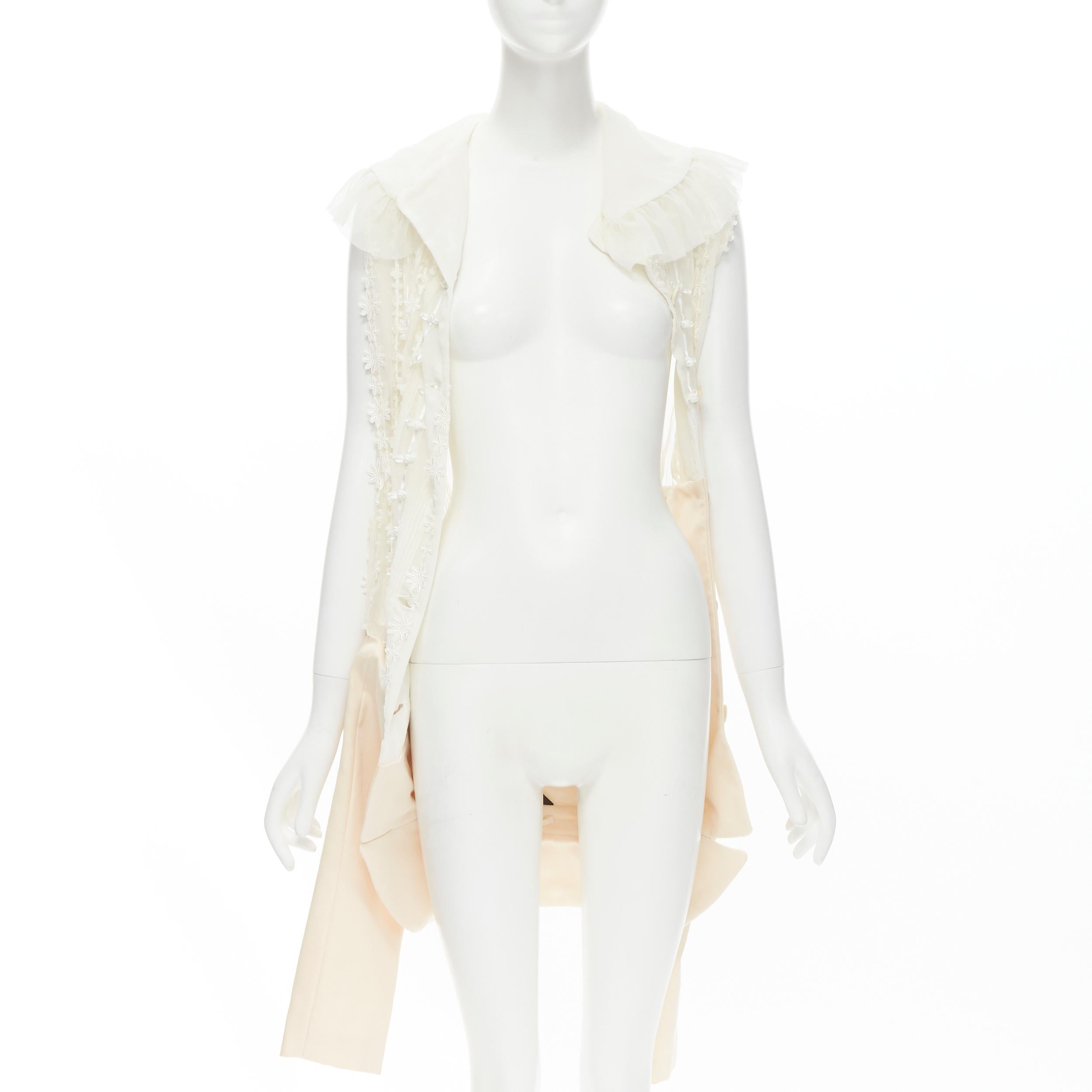 COMME DES GARCONS 2005 Broken Bride cream bow embroidery transformable blazer L In Excellent Condition In Hong Kong, NT