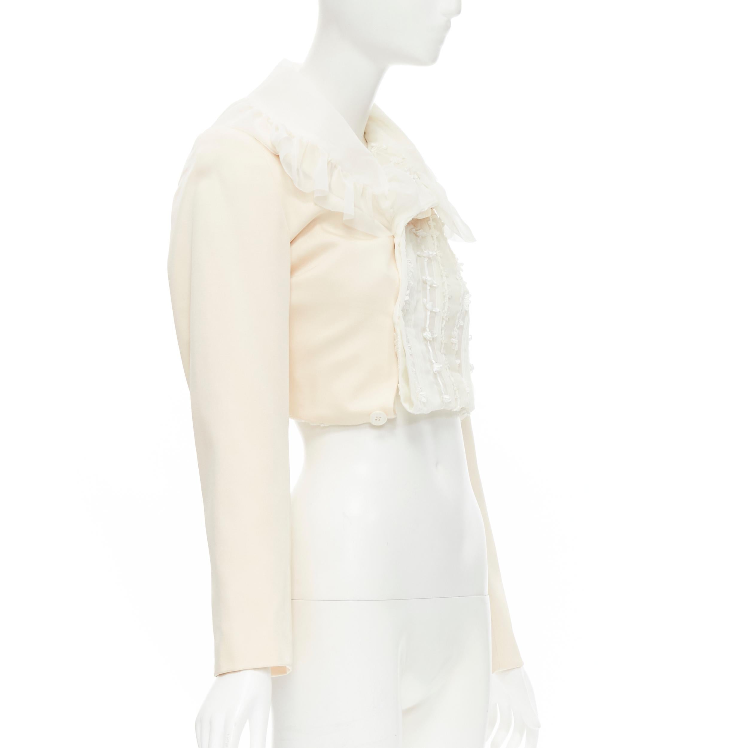 Women's COMME DES GARCONS 2005 Broken Bride cream bow embroidery transformable blazer L