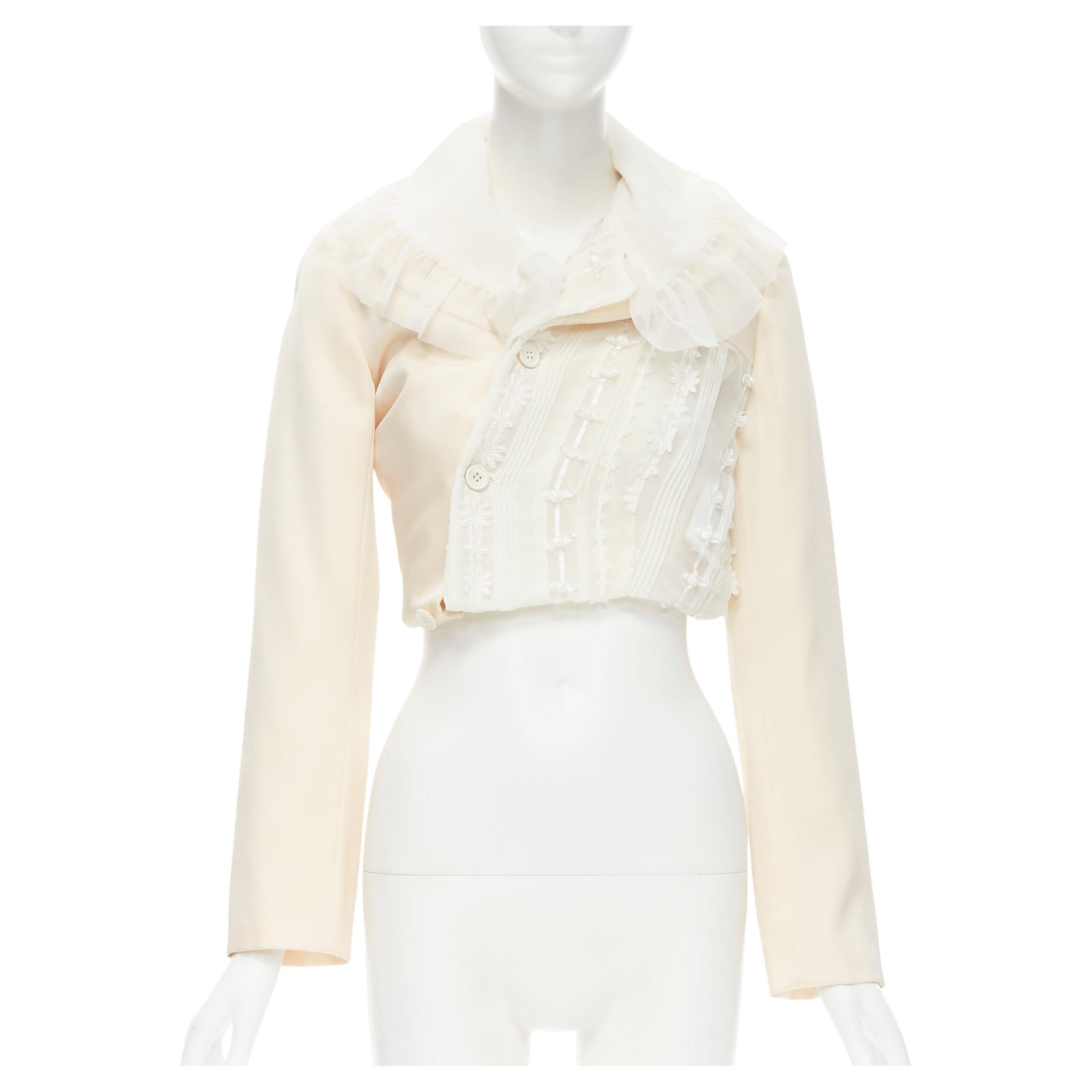 COMME DES GARCONS 2005 Broken Bride cream bow embroidery transformable blazer L