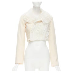 COMME DES GARCONS 2005 Broken Bride, blazer trasformabile con ricamo a fiocco color crema L.L.A.