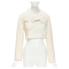 COMME DES GARCONS 2005 Broken Bride cream bow embroidery transformable blazer L