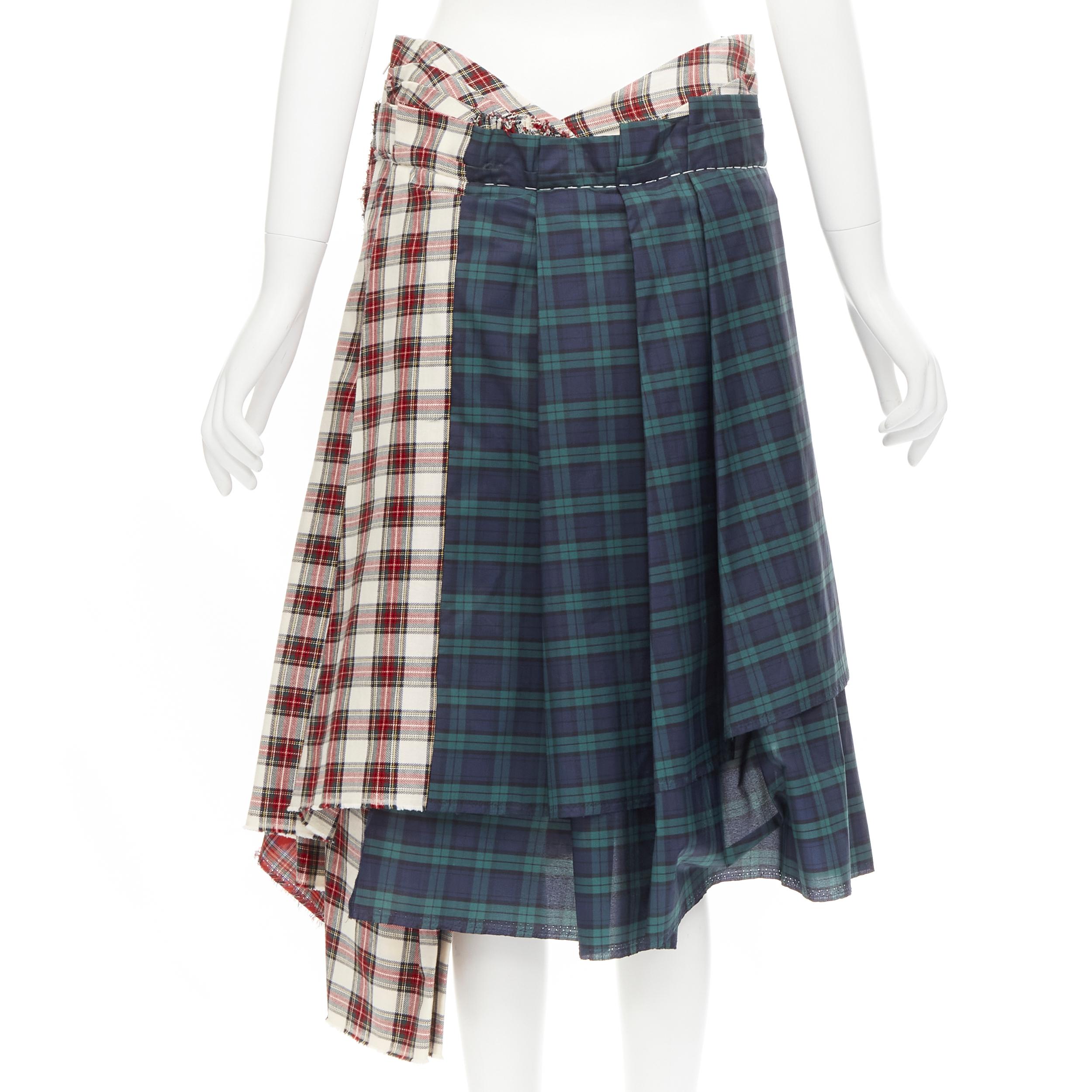 COMME DES GARCONS 2005 Runway Vintage plaid check cotton deconstructed skirt S In Excellent Condition In Hong Kong, NT