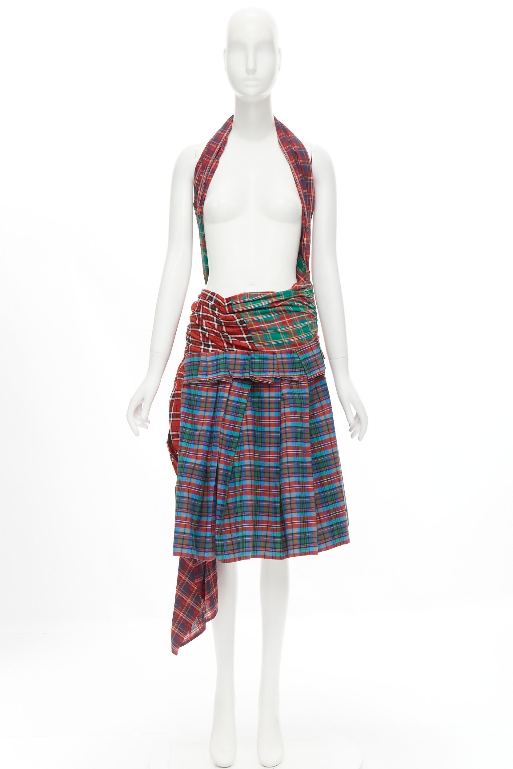 COMME DES GARCONS 2005 Runway Vintage punk plaid deconstructed bustle skirt XS 2