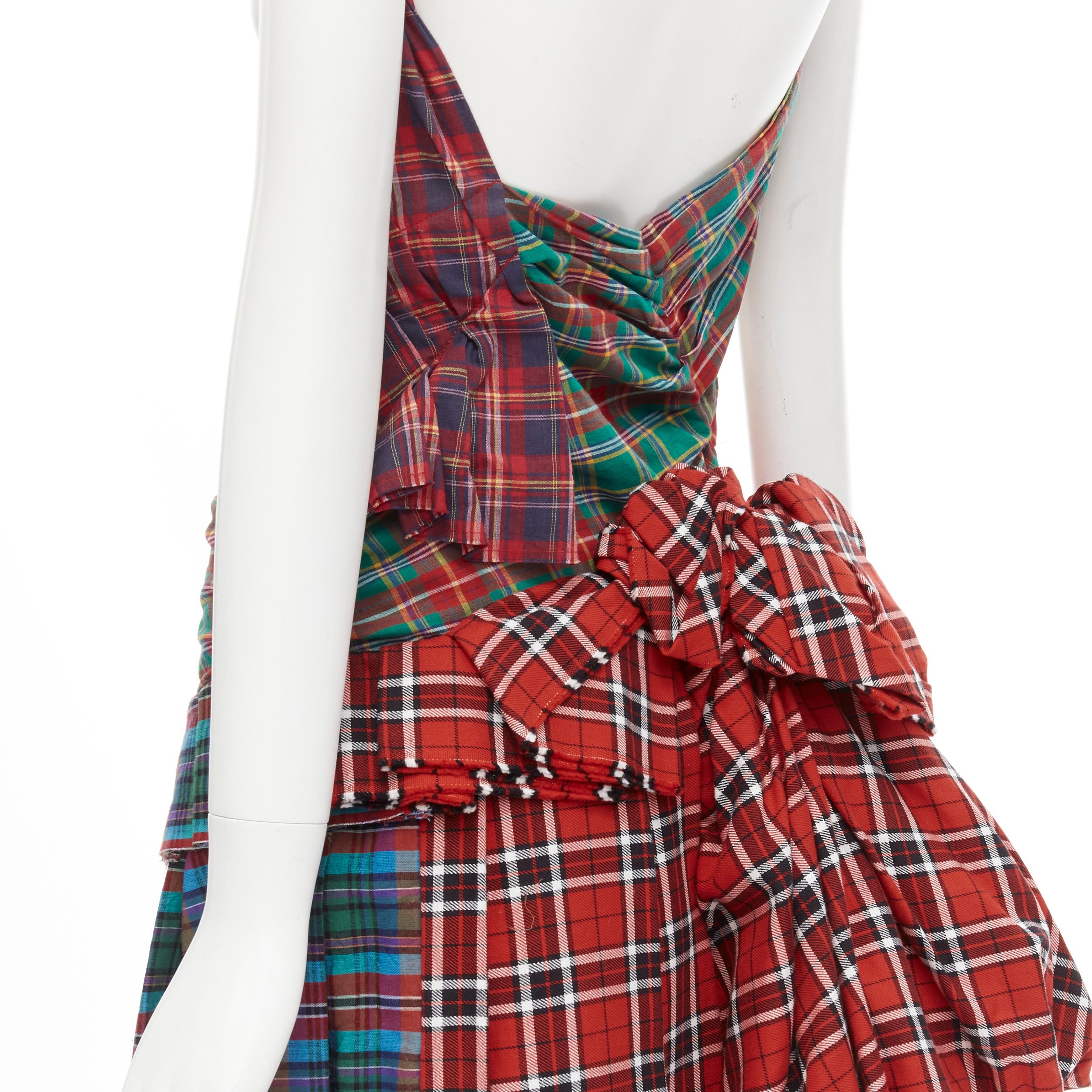 Gray COMME DES GARCONS 2005 Runway Vintage punk plaid deconstructed bustle skirt XS
