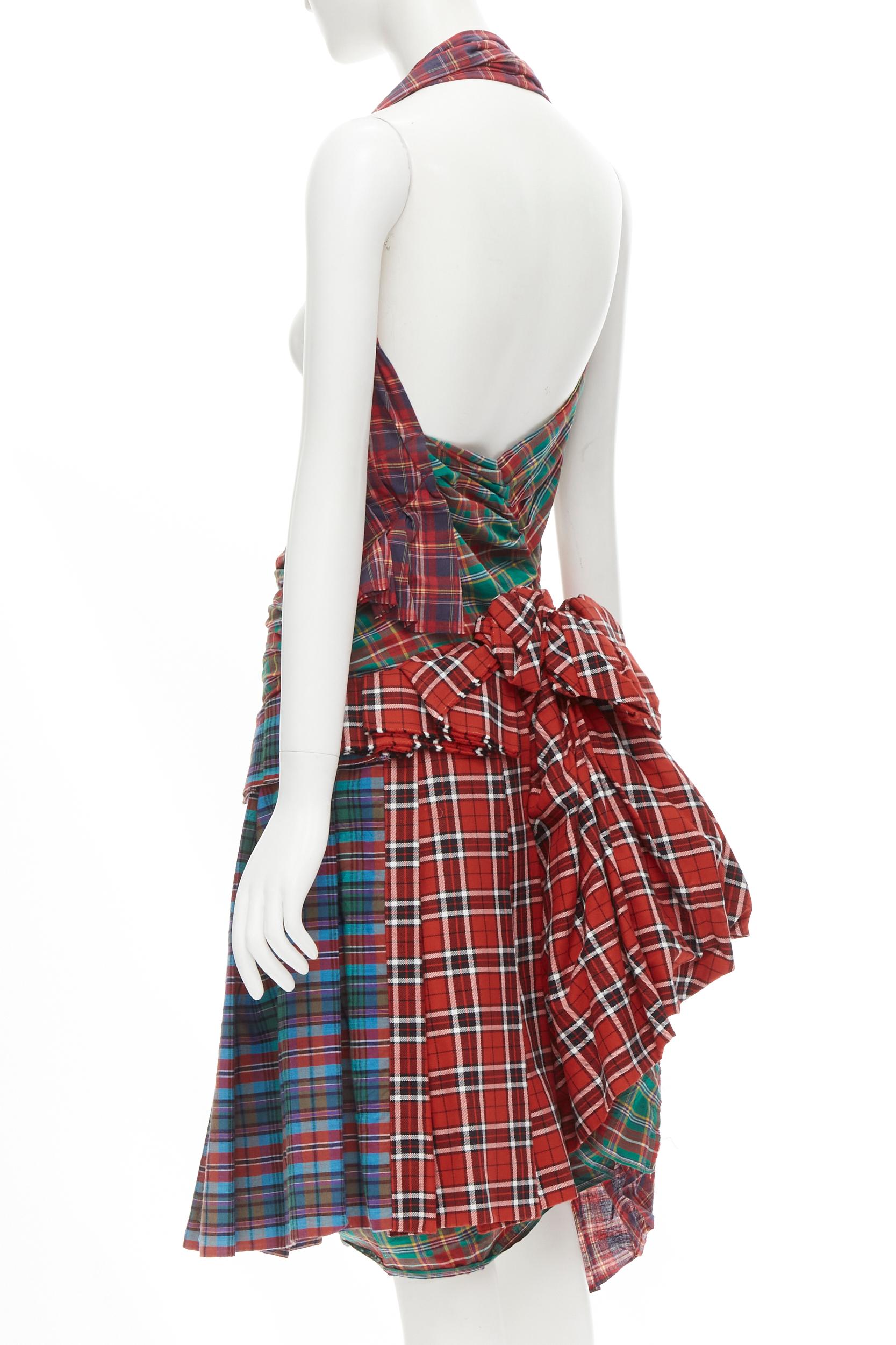 COMME DES GARCONS 2005 Runway Vintage punk plaid deconstructed bustle skirt XS In Excellent Condition In Hong Kong, NT