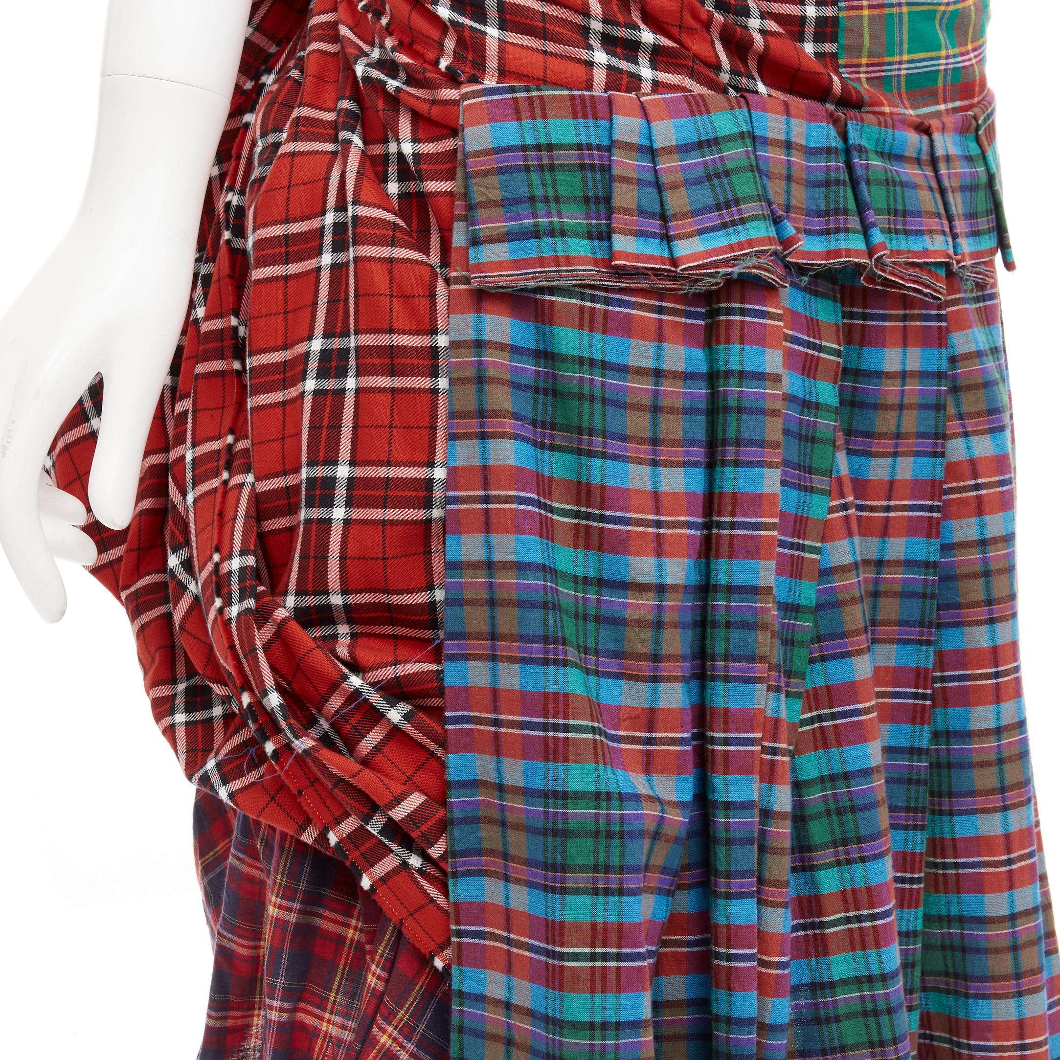 Women's COMME DES GARCONS 2005 Runway Vintage punk plaid deconstructed bustle skirt XS