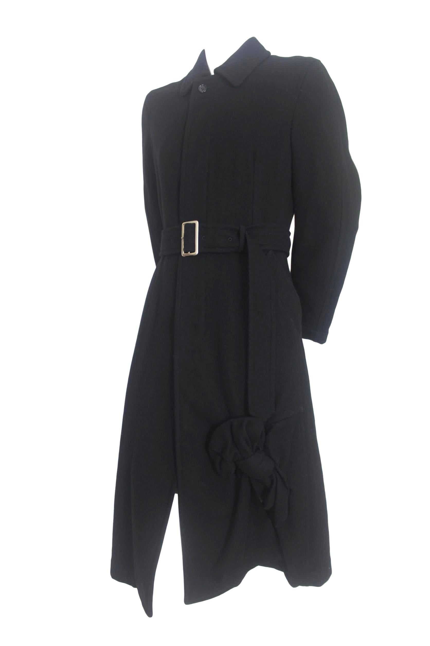 Women's Comme des Garcons 2006 Collection Wool Coat with Bow Decoration For Sale