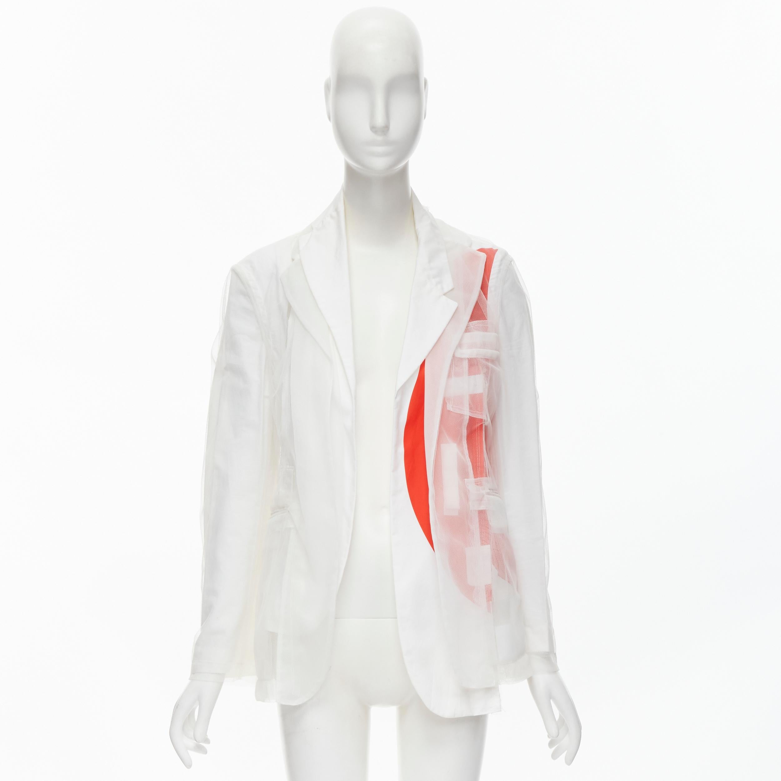 COMME DES GARCONS 2006 Runway Rising Sun deconstructed white layered blazer M For Sale 7