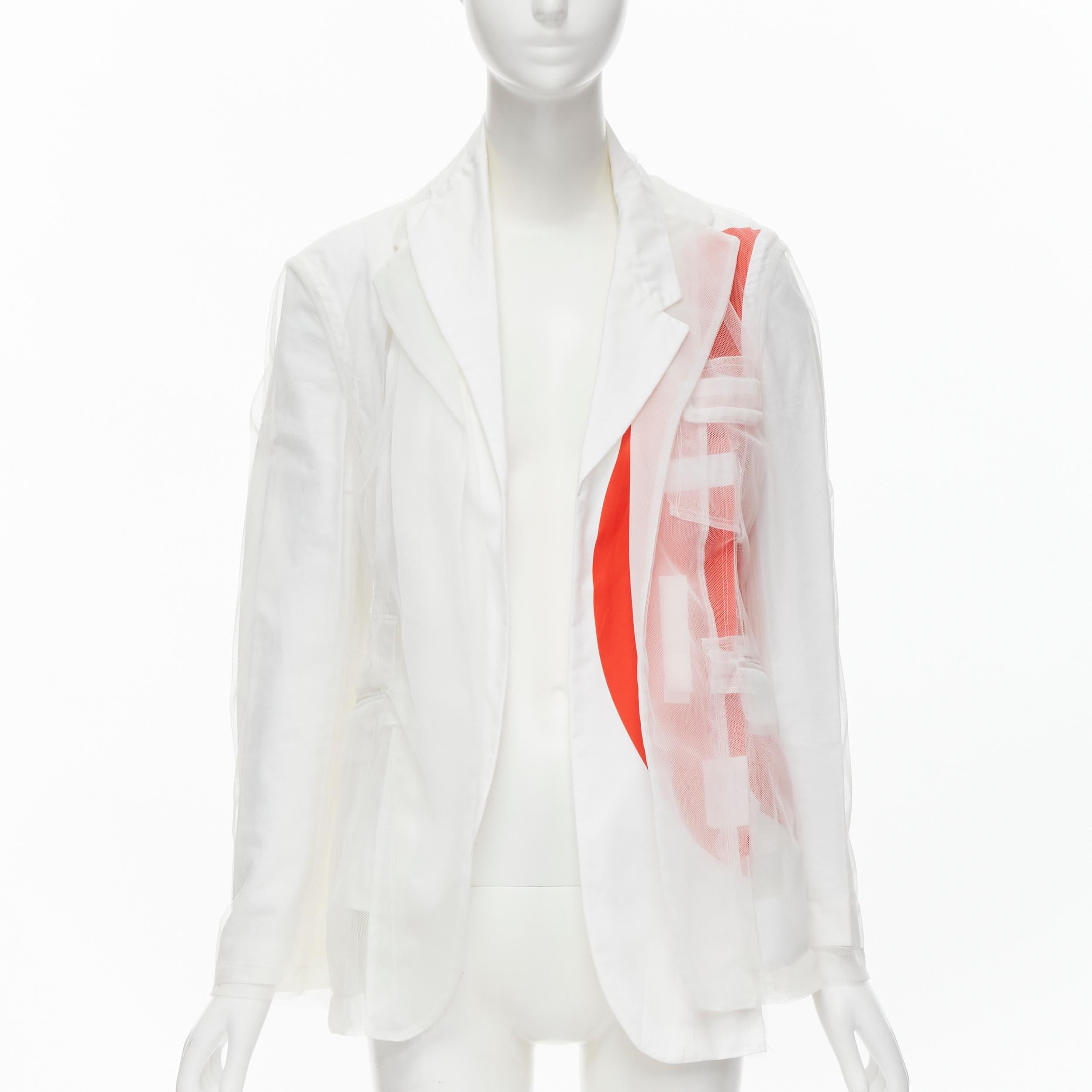 Gray COMME DES GARCONS 2006 Runway Rising Sun deconstructed white layered blazer M For Sale