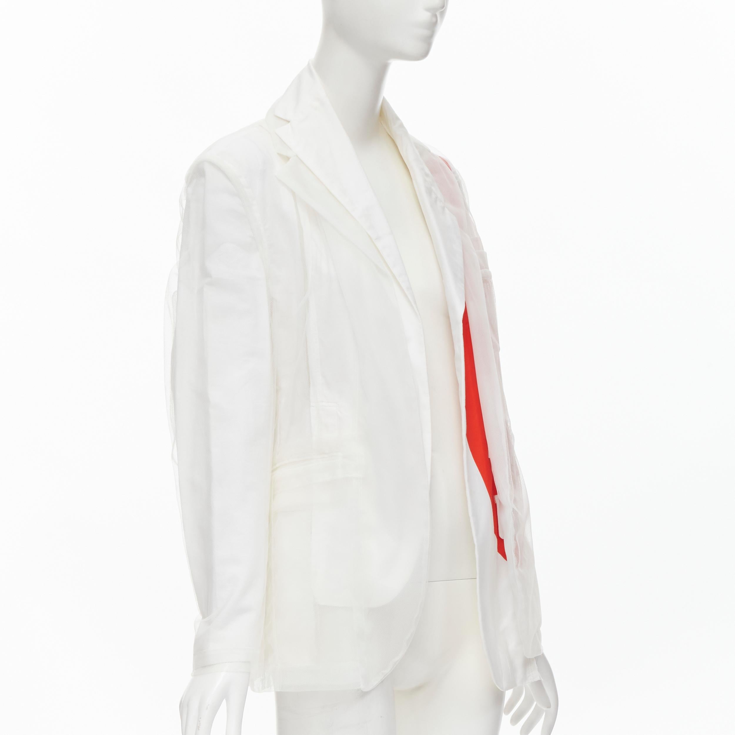 COMME DES GARCONS 2006 Runway Rising Sun deconstructed white layered blazer M In Good Condition For Sale In Hong Kong, NT