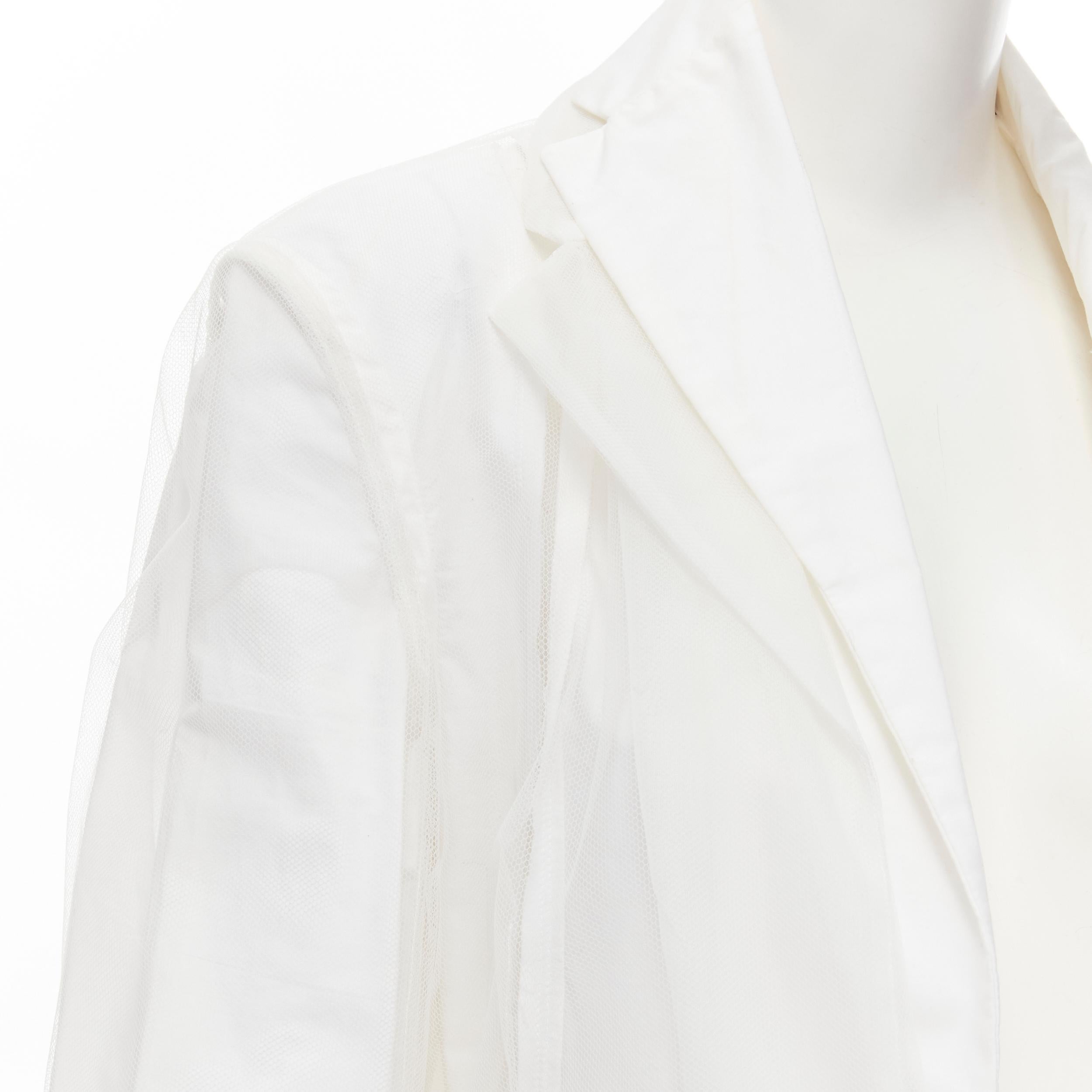 COMME DES GARCONS 2006 Runway Rising Sun deconstructed white layered blazer M For Sale 3