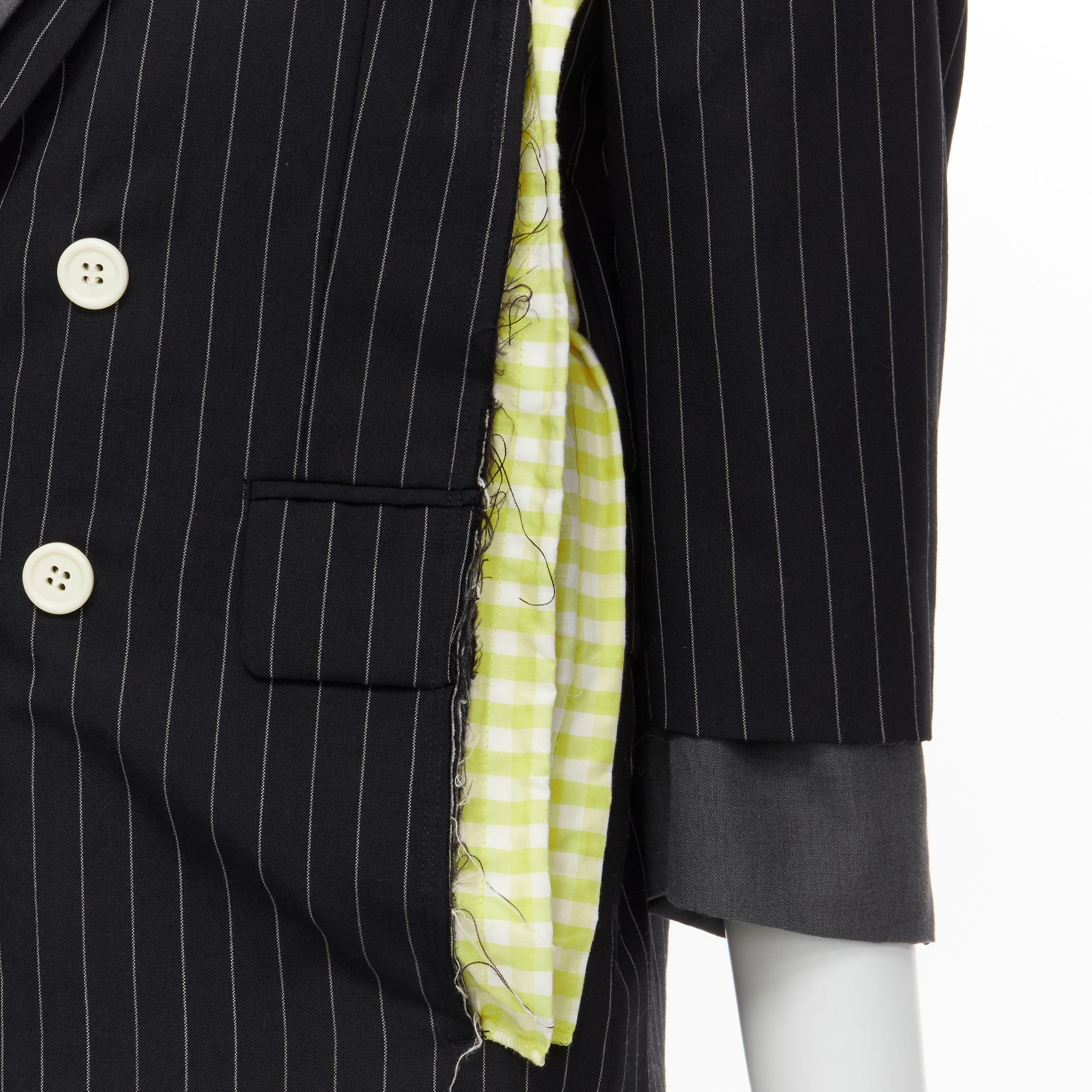 COMME DES GARCONS 2007 double layered grey pinstripe draped sides blazer jacket 6