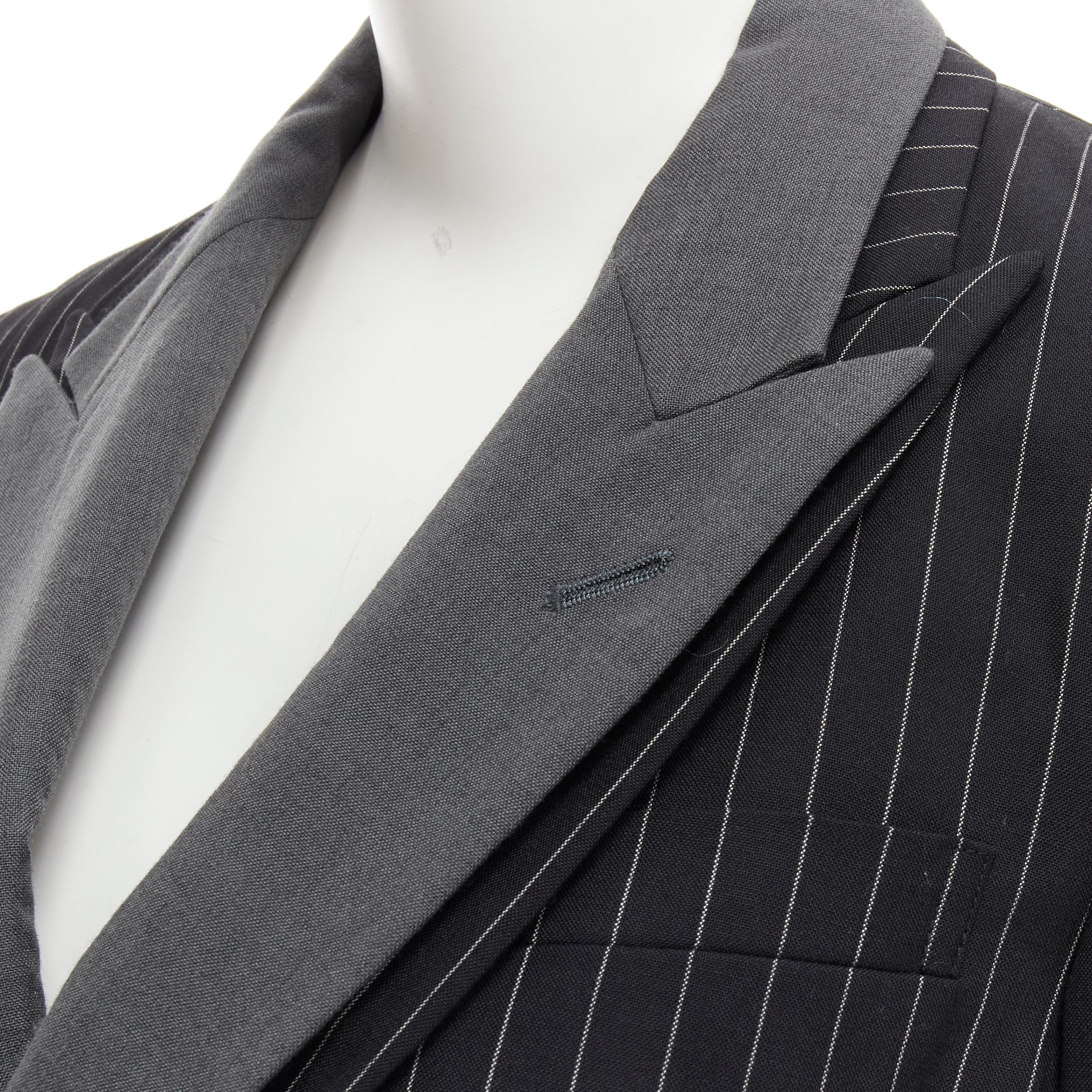 COMME DES GARCONS 2007 double layered grey pinstripe draped sides blazer jacket  For Sale 2
