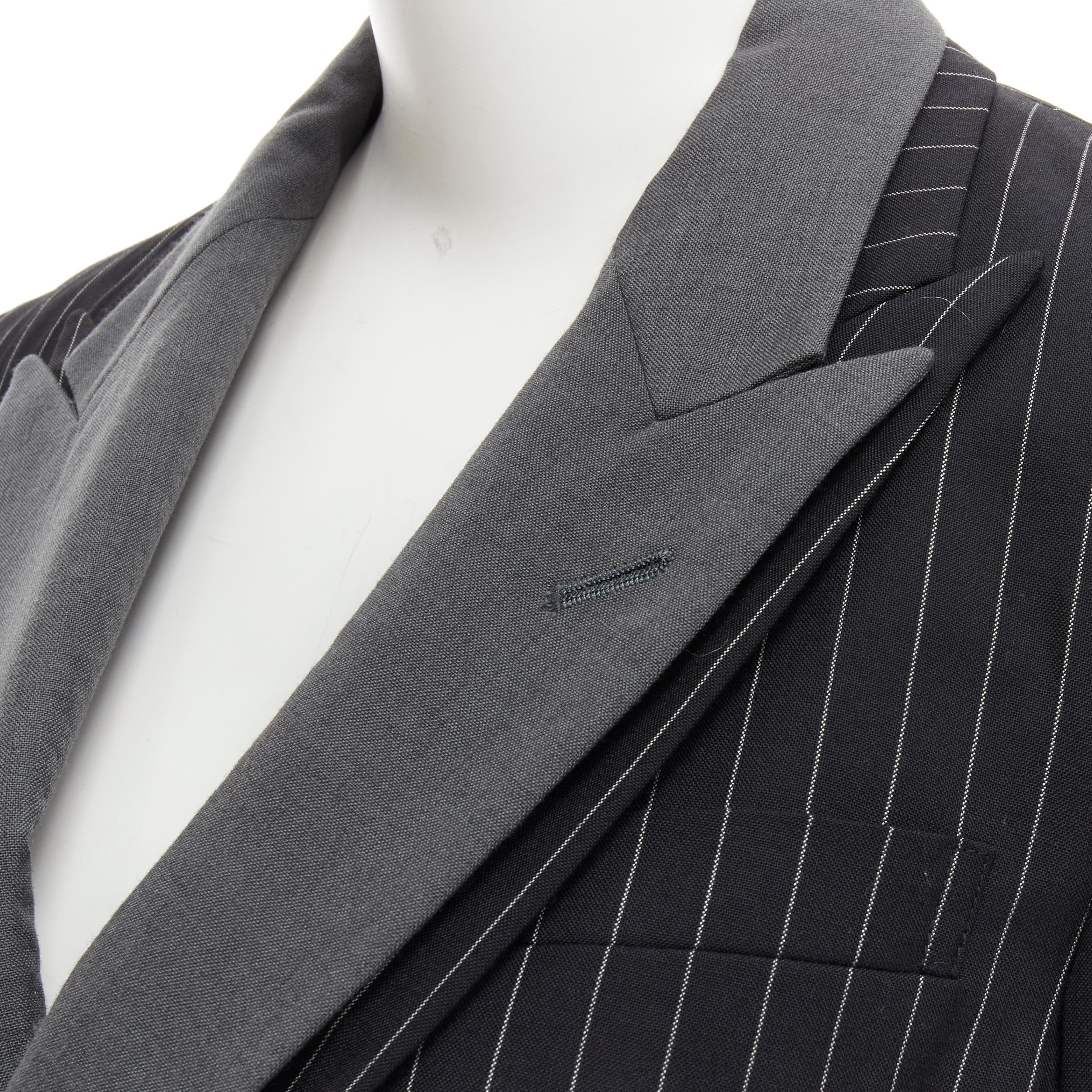 COMME DES GARCONS 2007 double layered grey pinstripe draped sides blazer jacket 2
