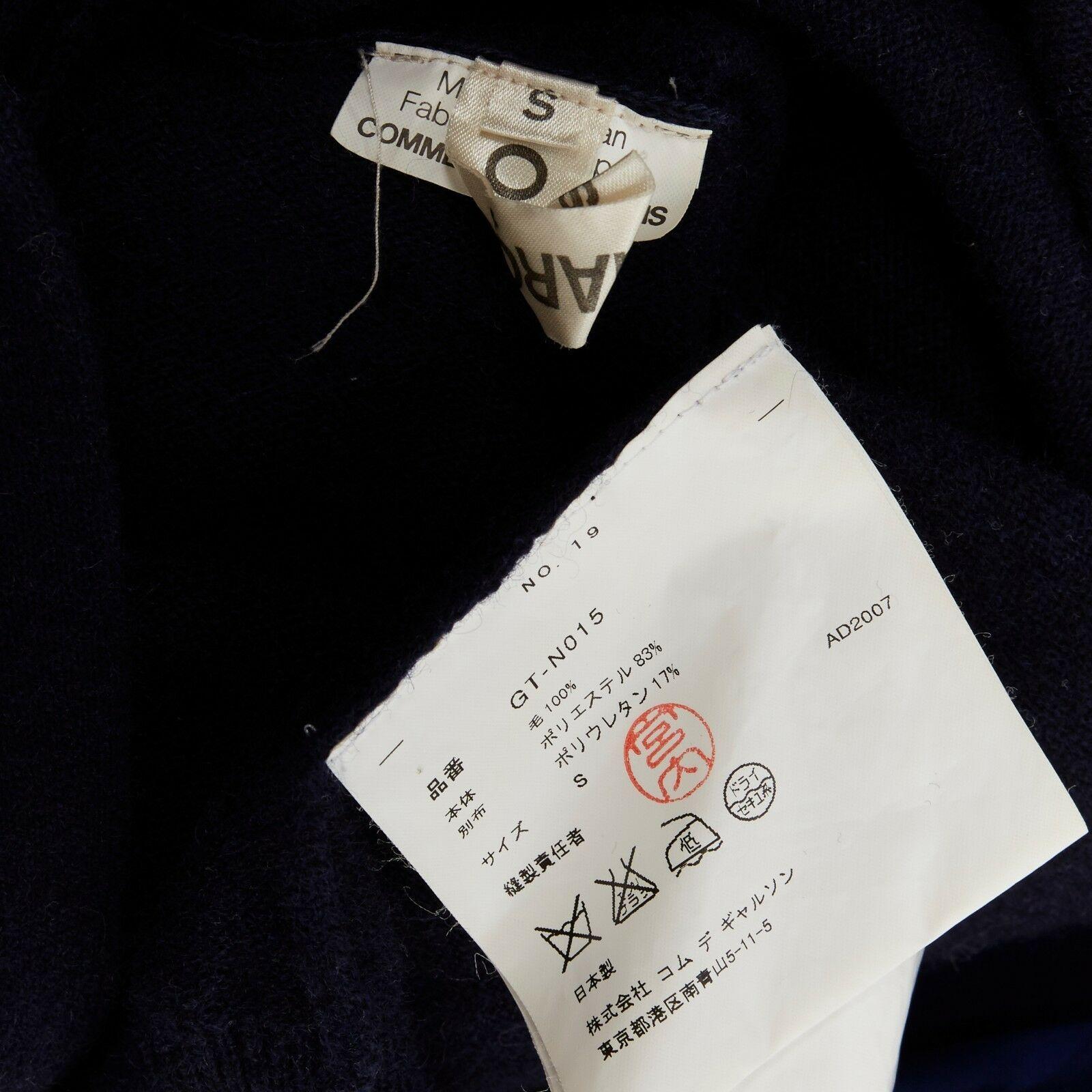 COMME DES GARCONS 2007 navy blue wool polyester hybrid deconstructed cardigan S 5