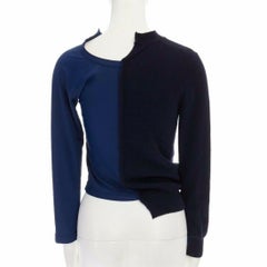 COMME DES GARCONS 2007 navy blue wool polyester hybrid deconstructed cardigan S