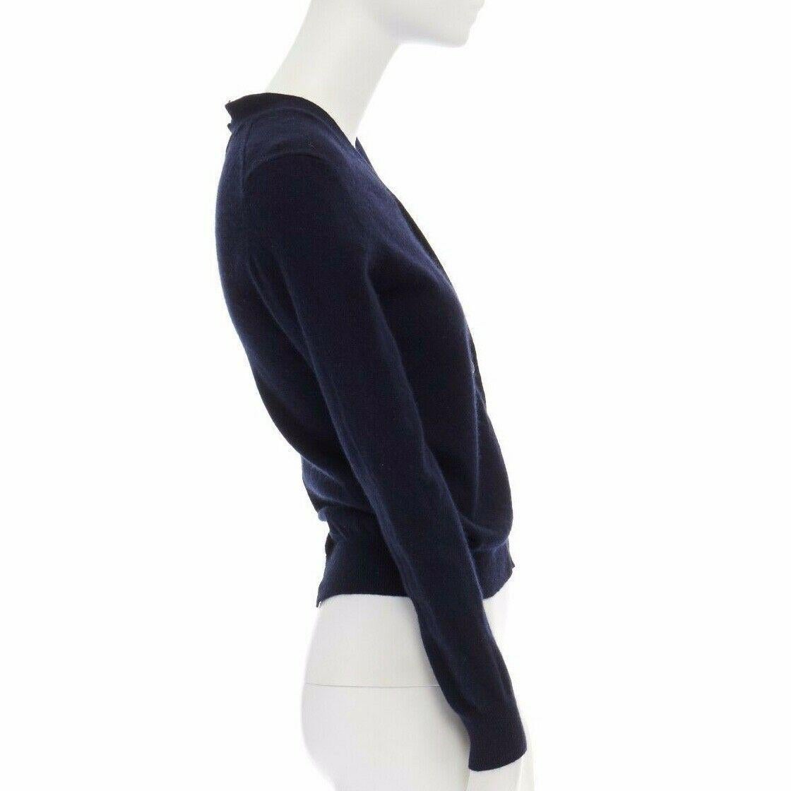 Women's COMME DES GARCONS 2007 navy blue wool polyester hybrid deconstructed cardigan S