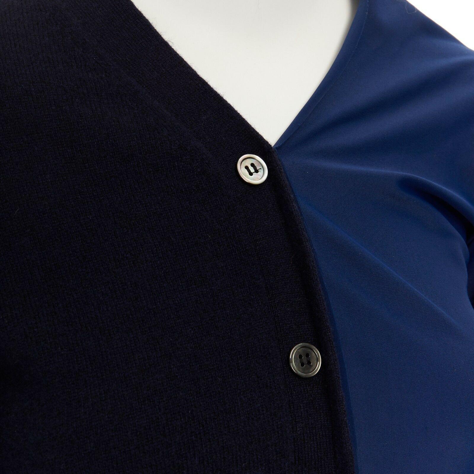 COMME DES GARCONS 2007 navy blue wool polyester hybrid deconstructed cardigan S 2
