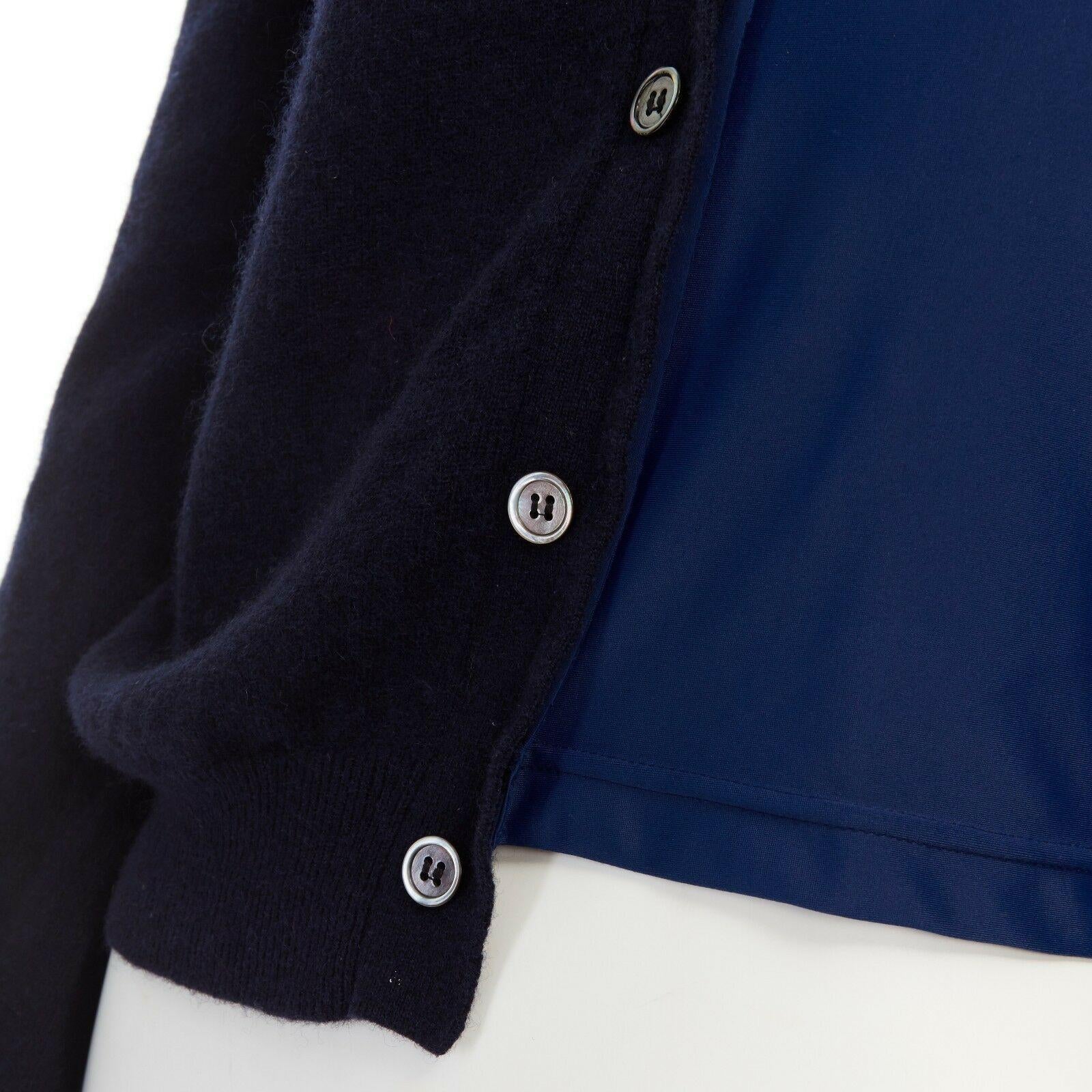 COMME DES GARCONS 2007 navy blue wool polyester hybrid deconstructed cardigan S 3