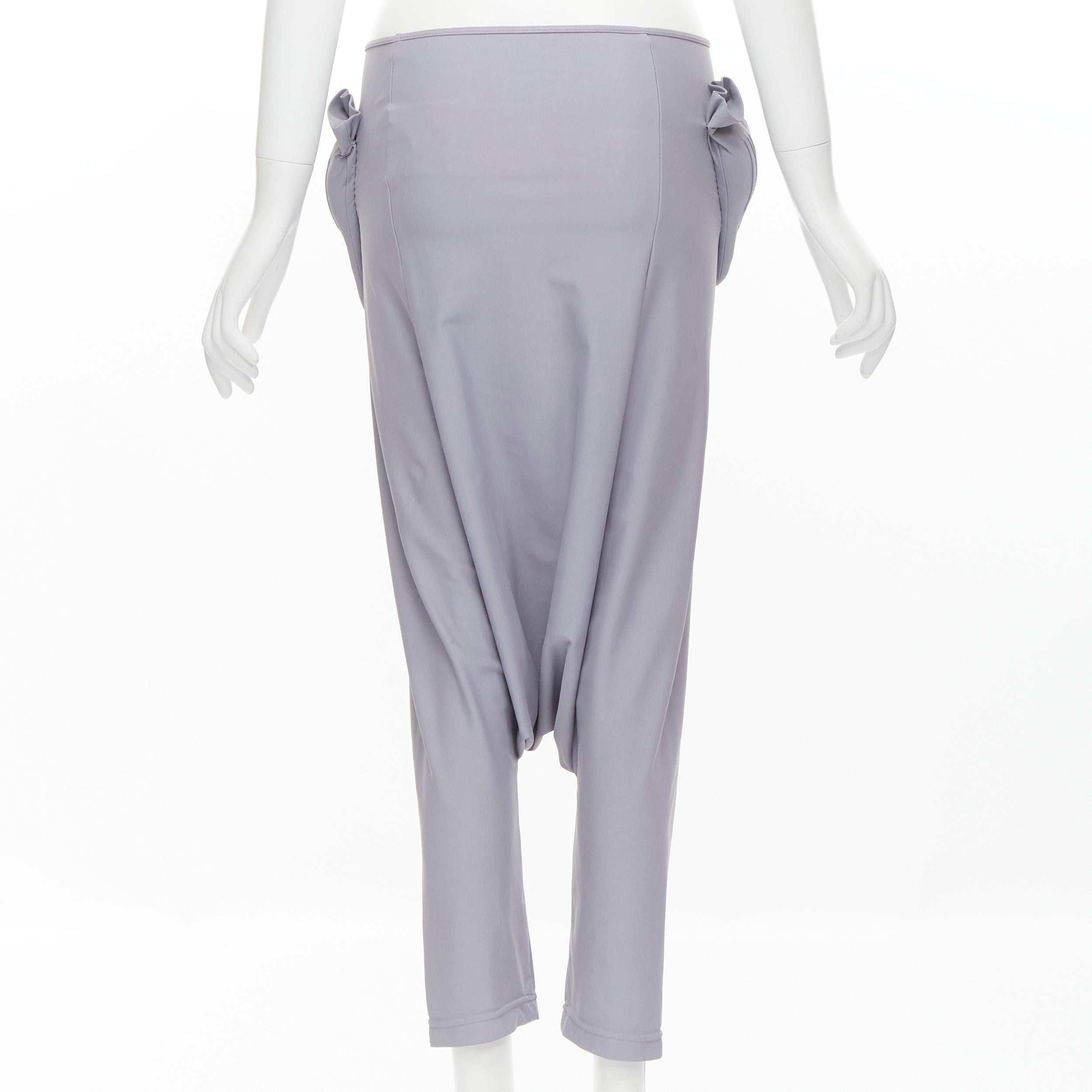 Women's COMME DES GARCONS 2007 Runway purple Mickey Mouse gloves dropped crotch pants S