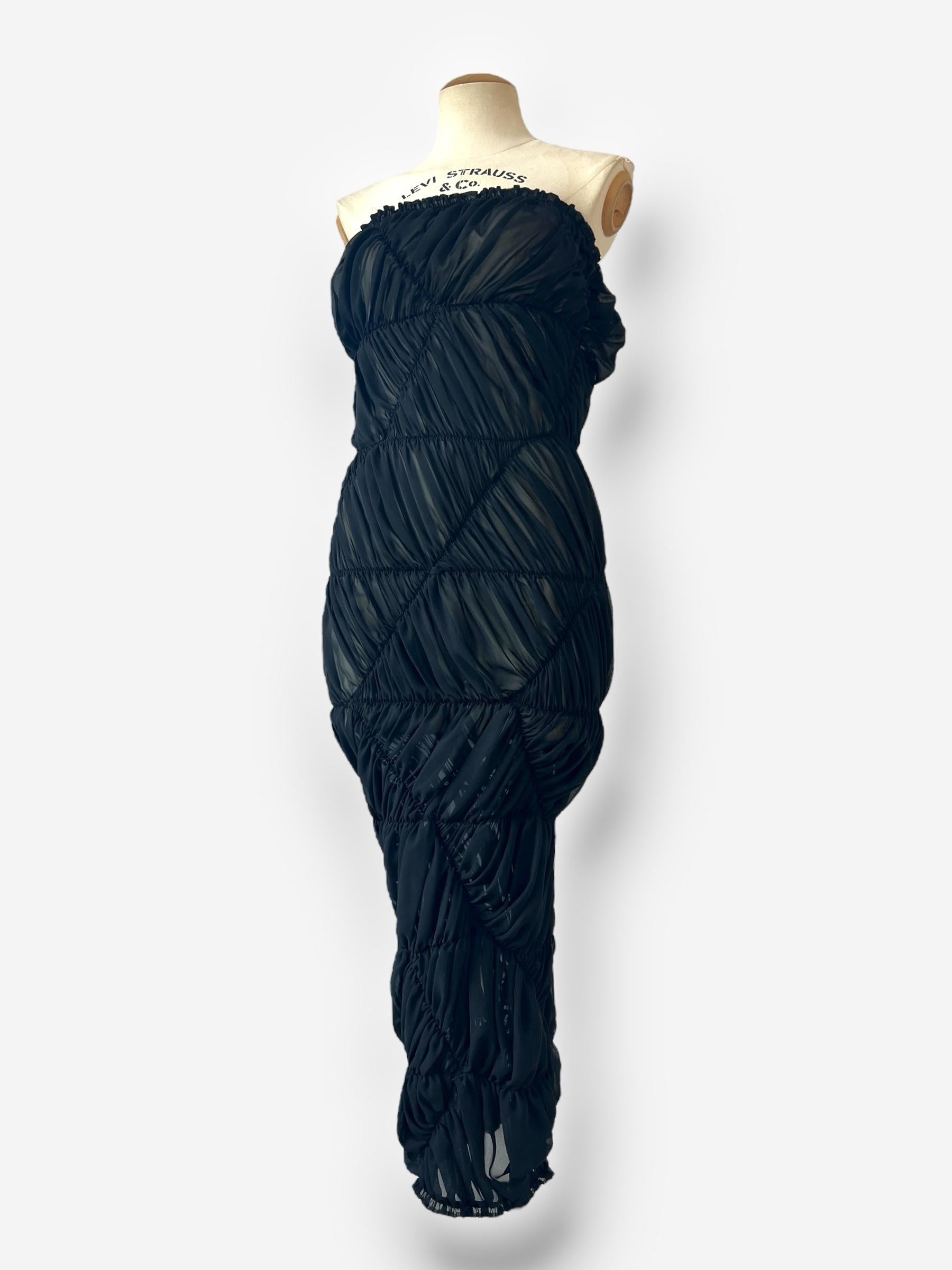 Comme des Garçons 2008 Gerafftes elastisches Kleid (Grau) im Angebot